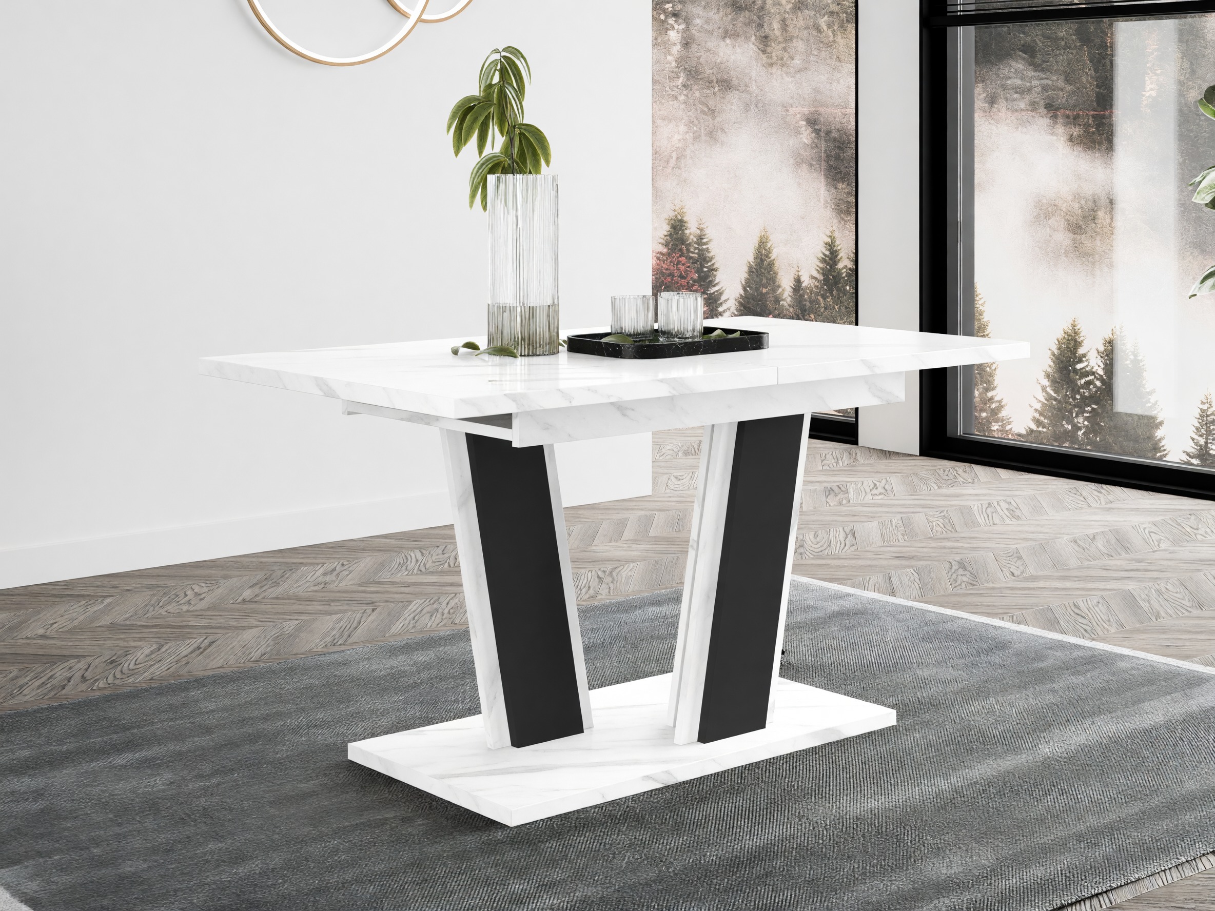 Tavolo Goodyear 139 (Marmo bianco + Nero)