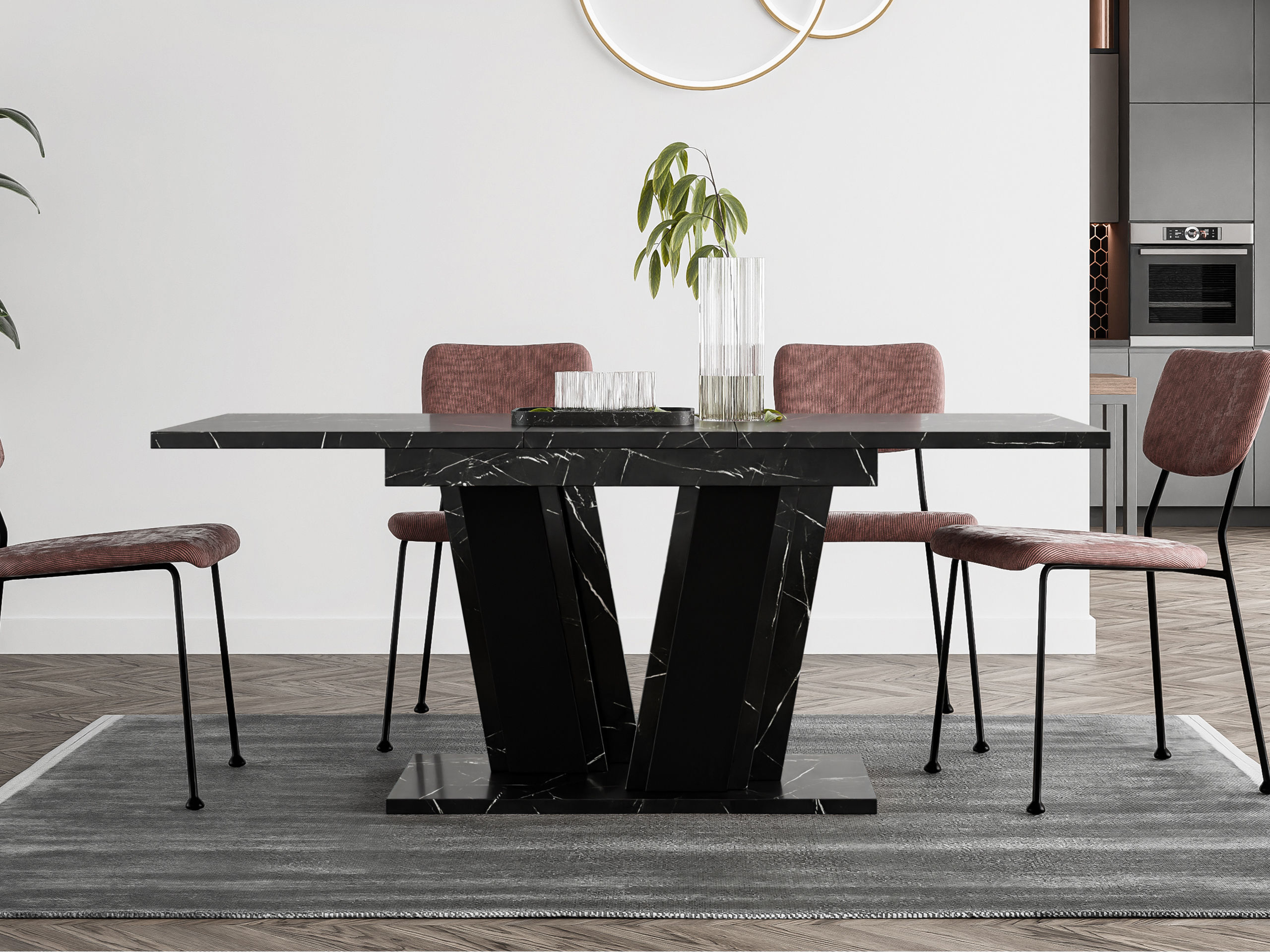 Tavolo Goodyear 139 (Marmo nero + Nero)