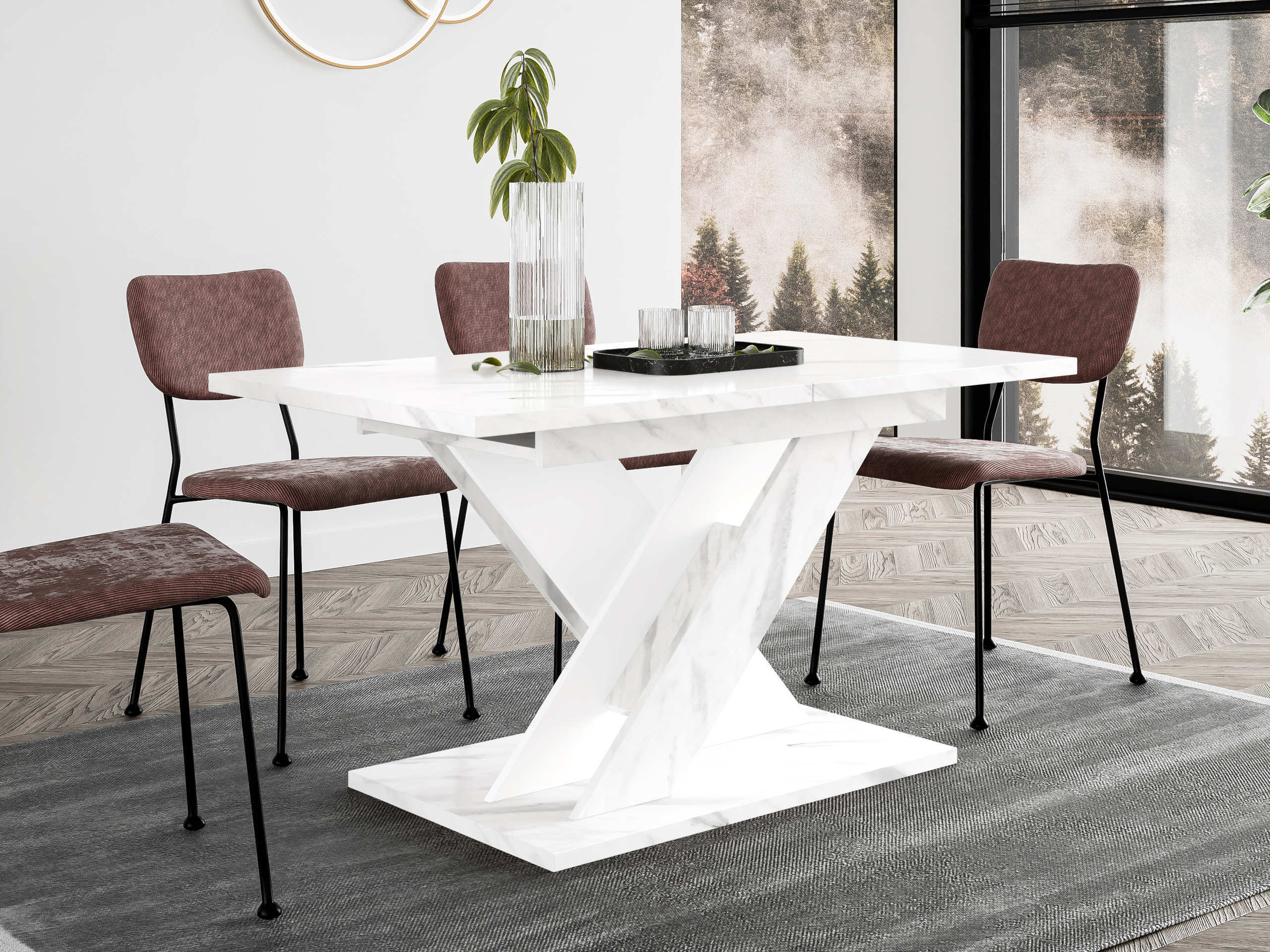 Tavolo Goodyear 141 (Marmo bianco + Bianco)