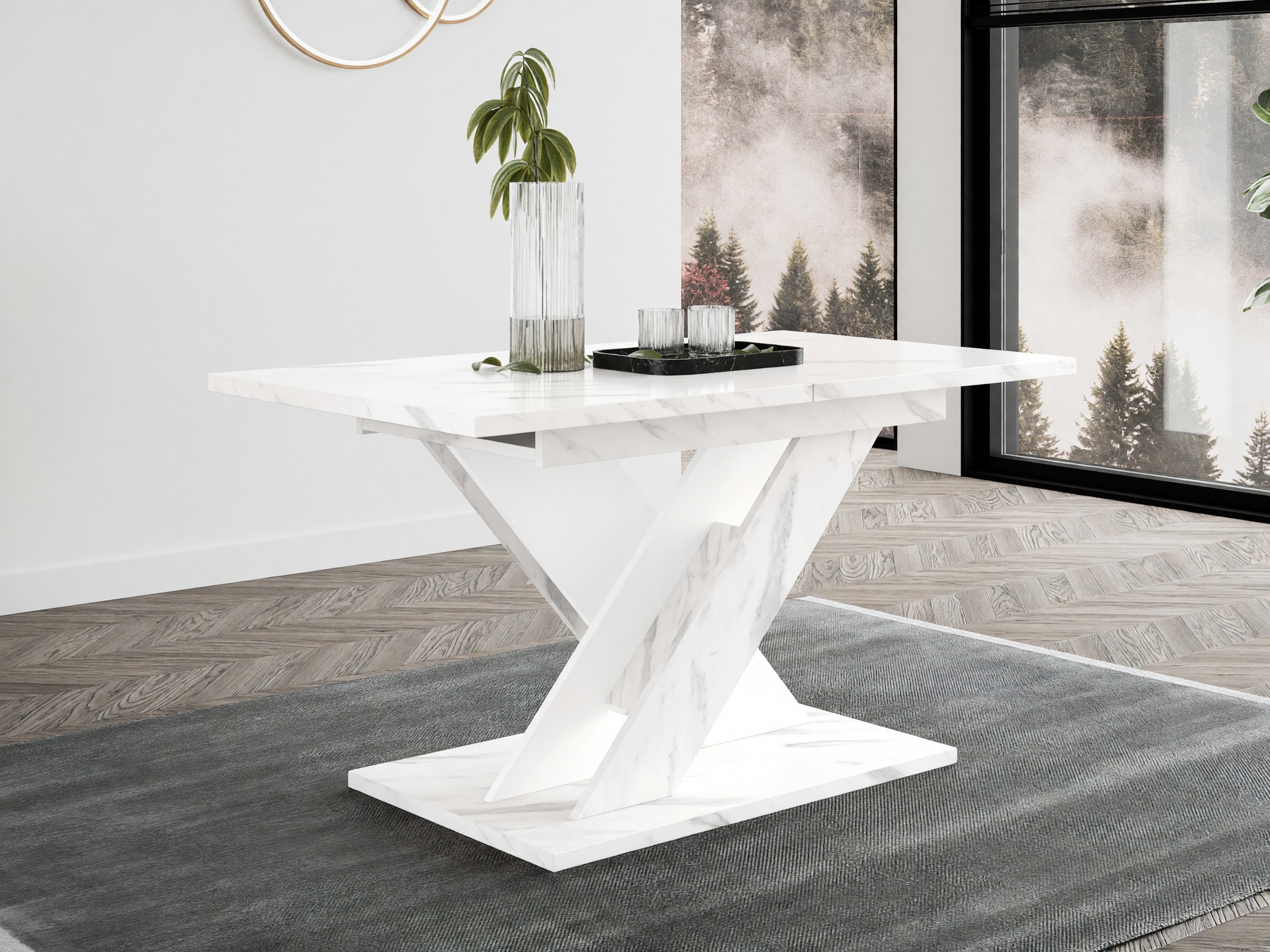 Tavolo Goodyear 141 (Marmo bianco + Bianco)