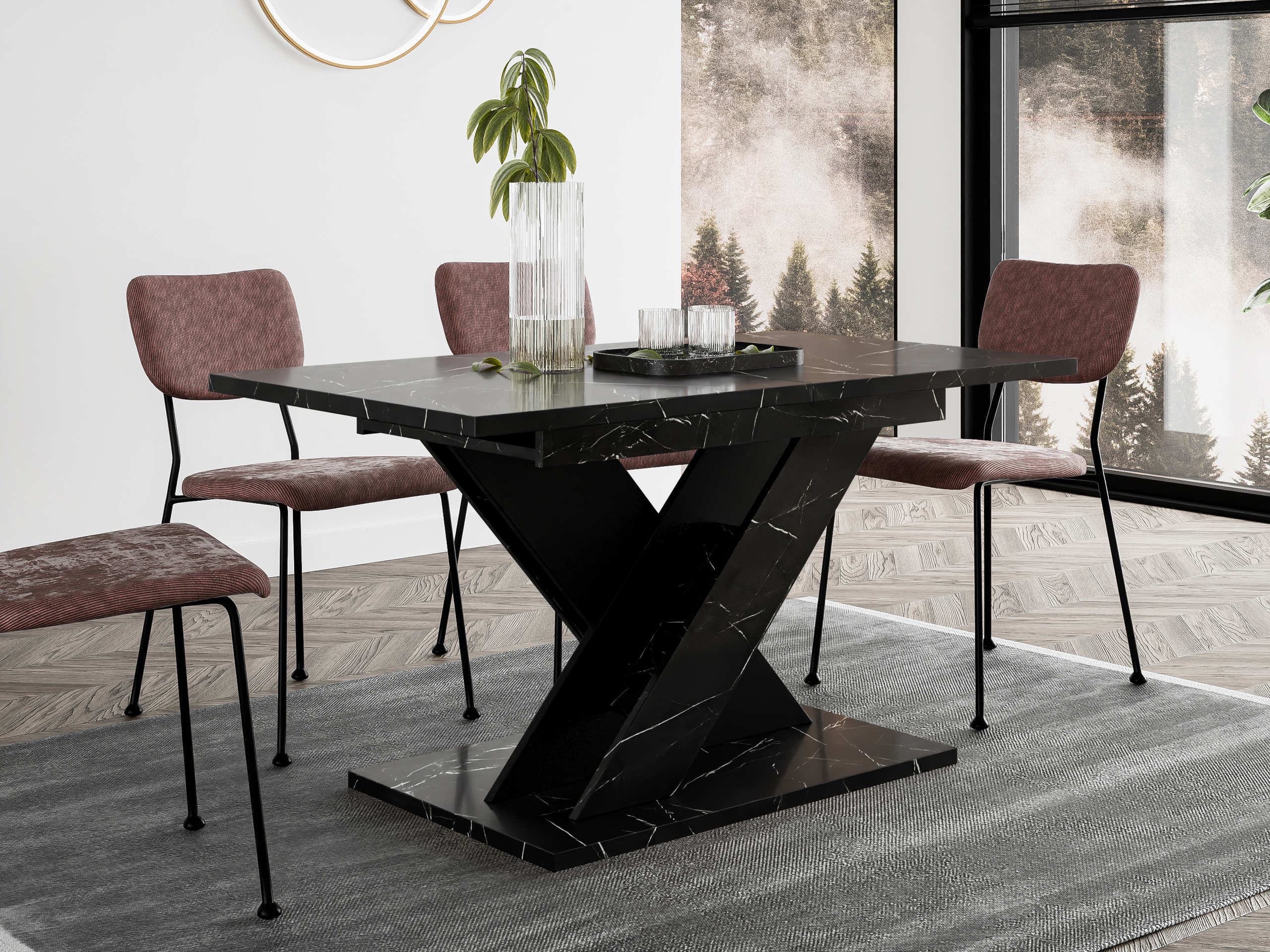 Tavolo Goodyear 141 (Marmo nero + Nero)