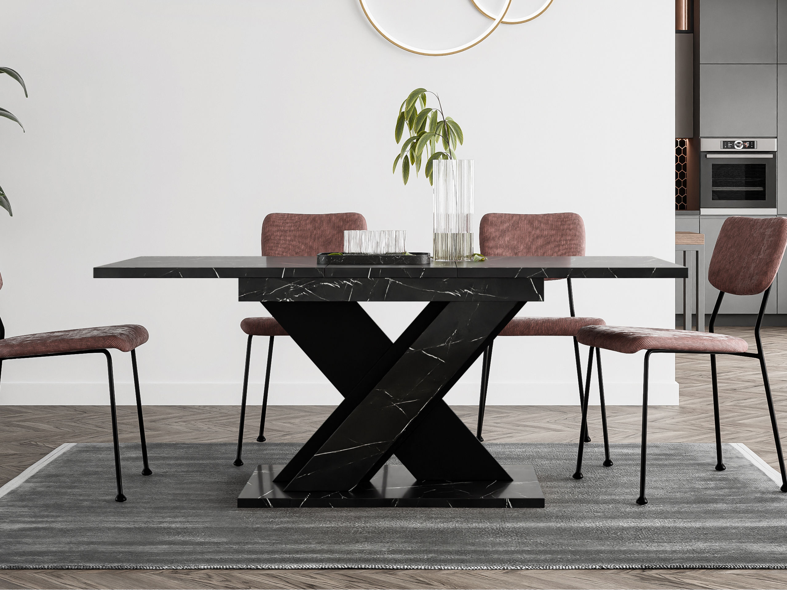 Tavolo Goodyear 141 (Marmo nero + Nero)