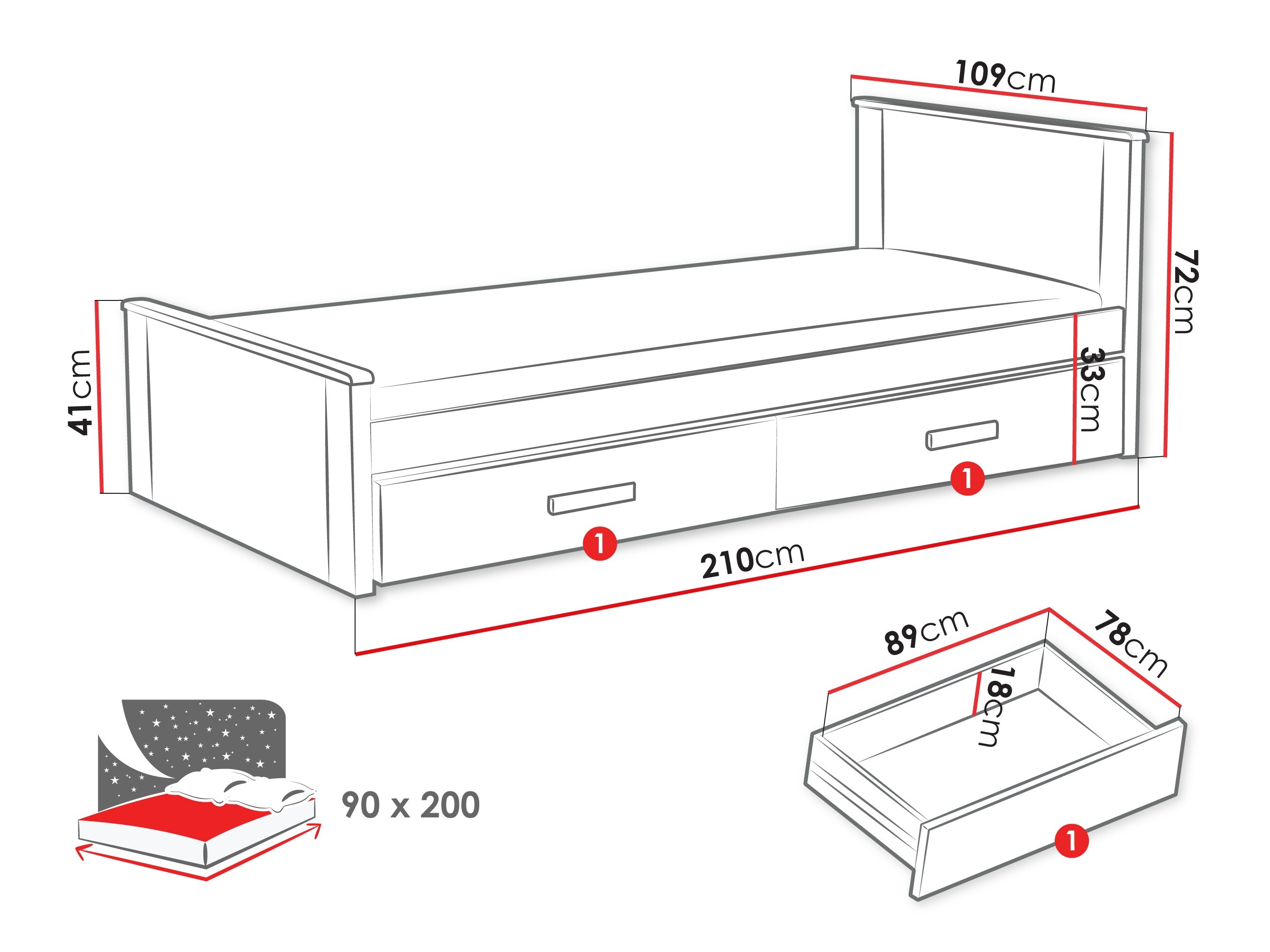 Letto Henderson 116 (Bianco + Cachemire)