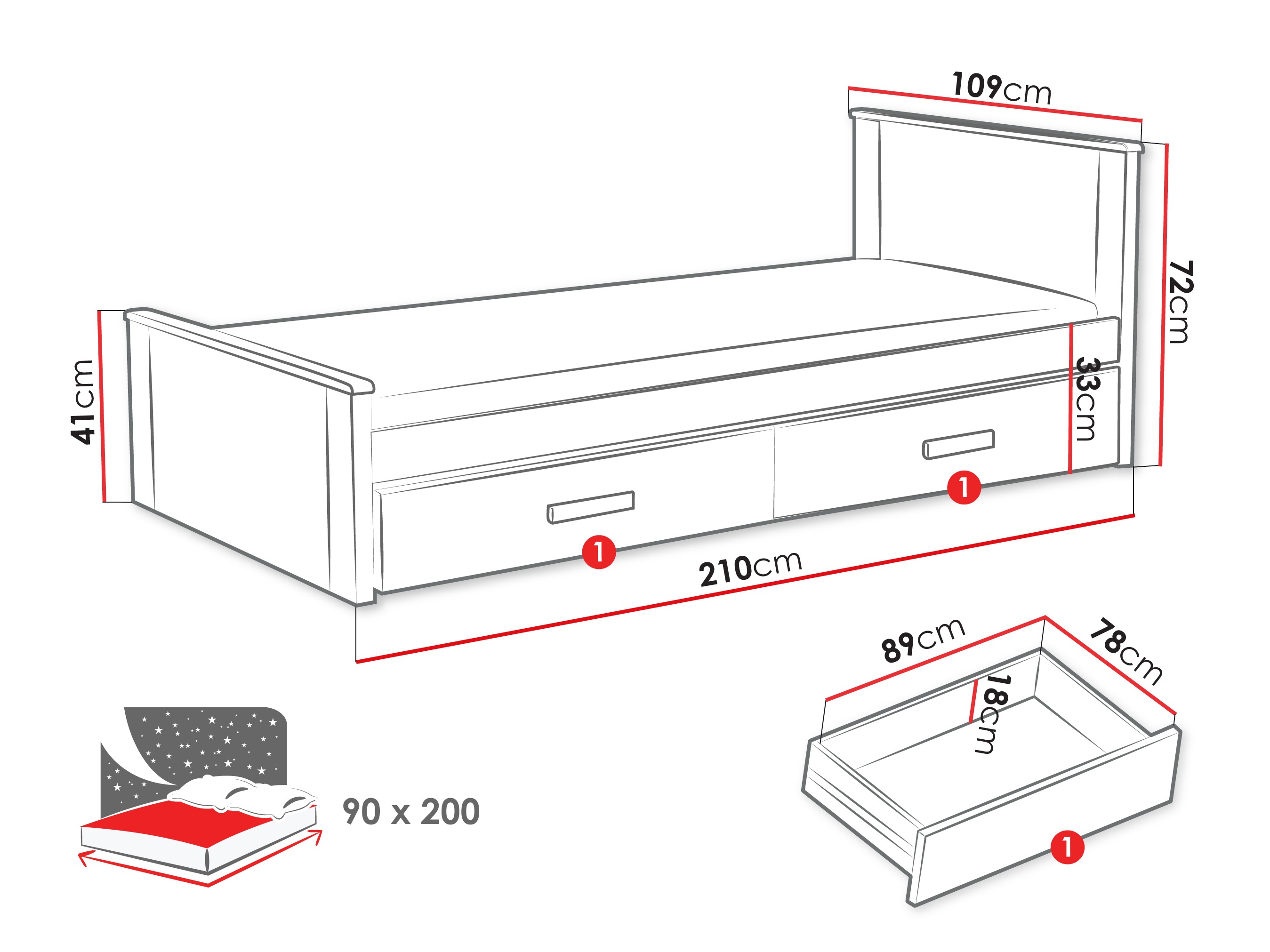 Letto Henderson 116 (Bianco + Tartufo)