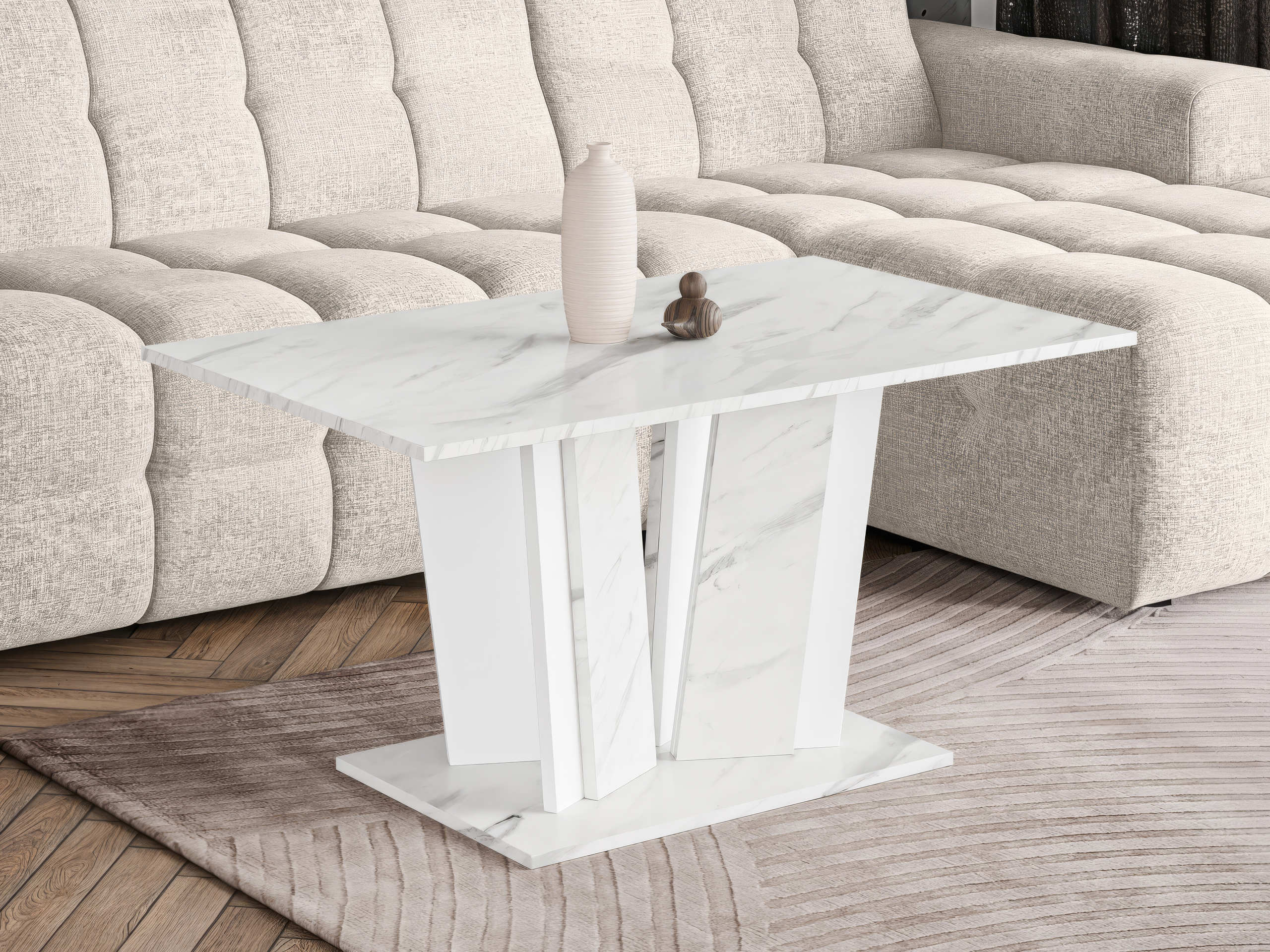 Tavolino da caffè Goodyear 143 (Marmo bianco + Bianco)