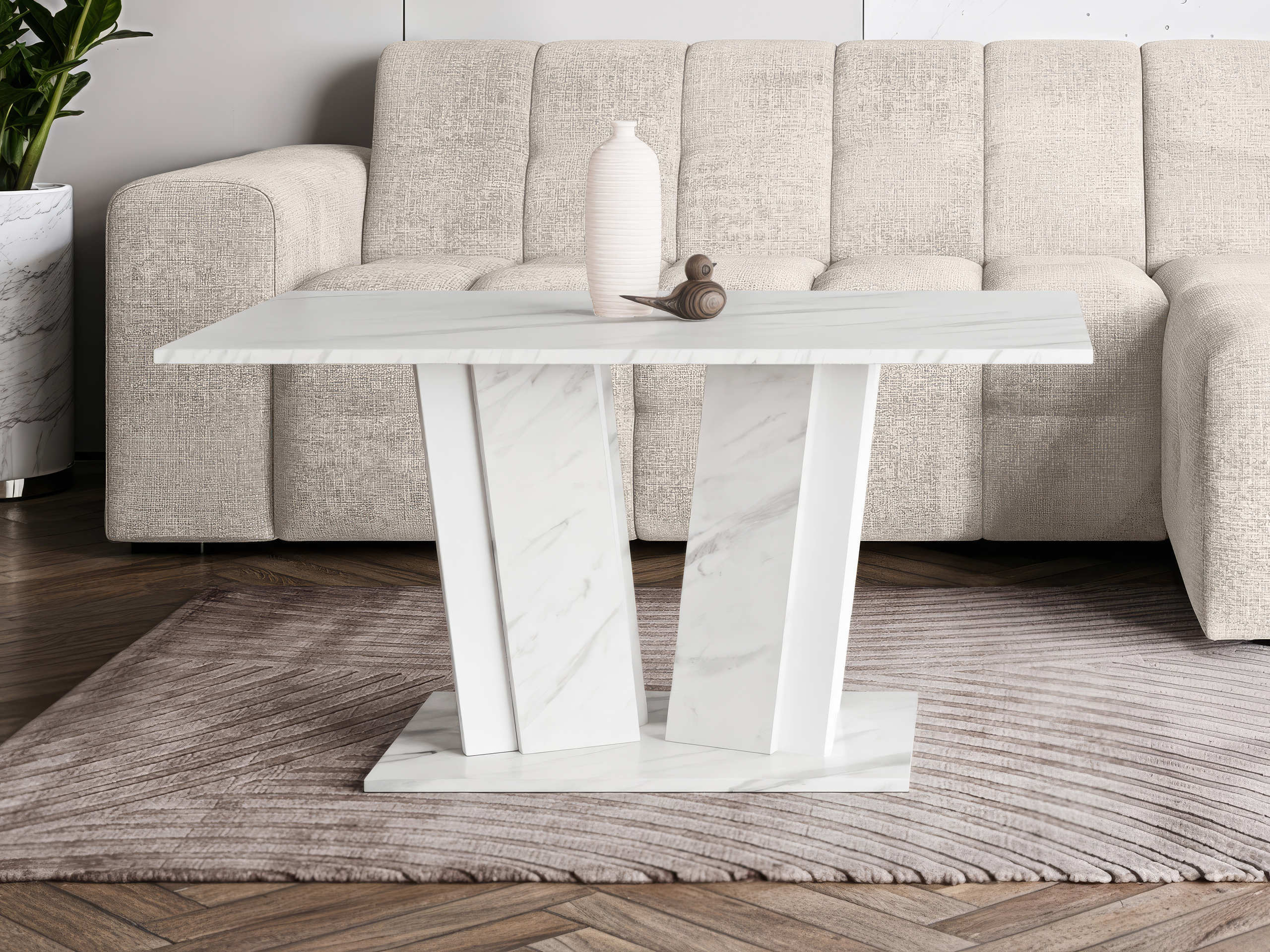 Tavolino da caffè Goodyear 143 (Marmo bianco + Bianco)