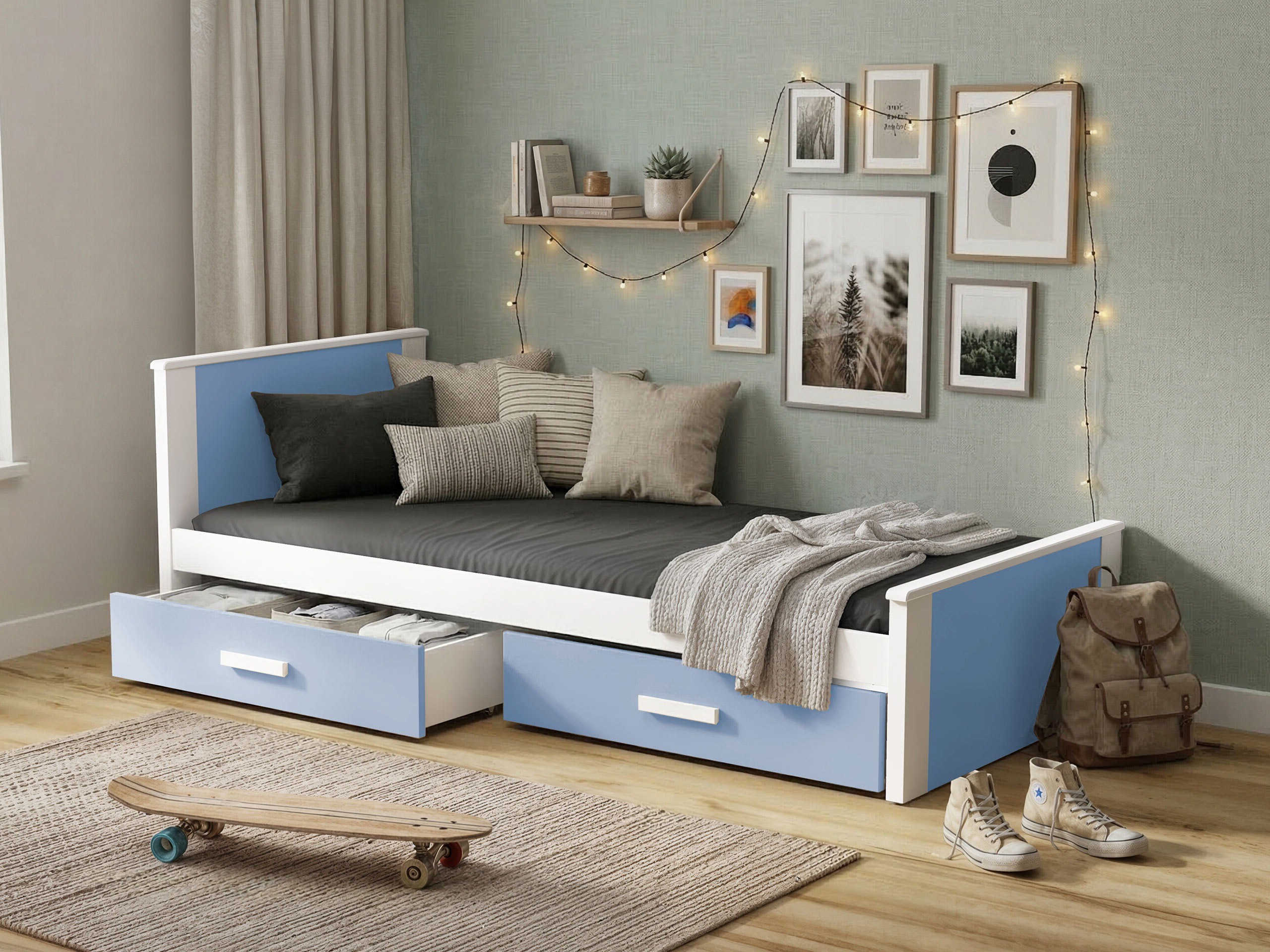 Letto Henderson 116 (Bianco + Blu)