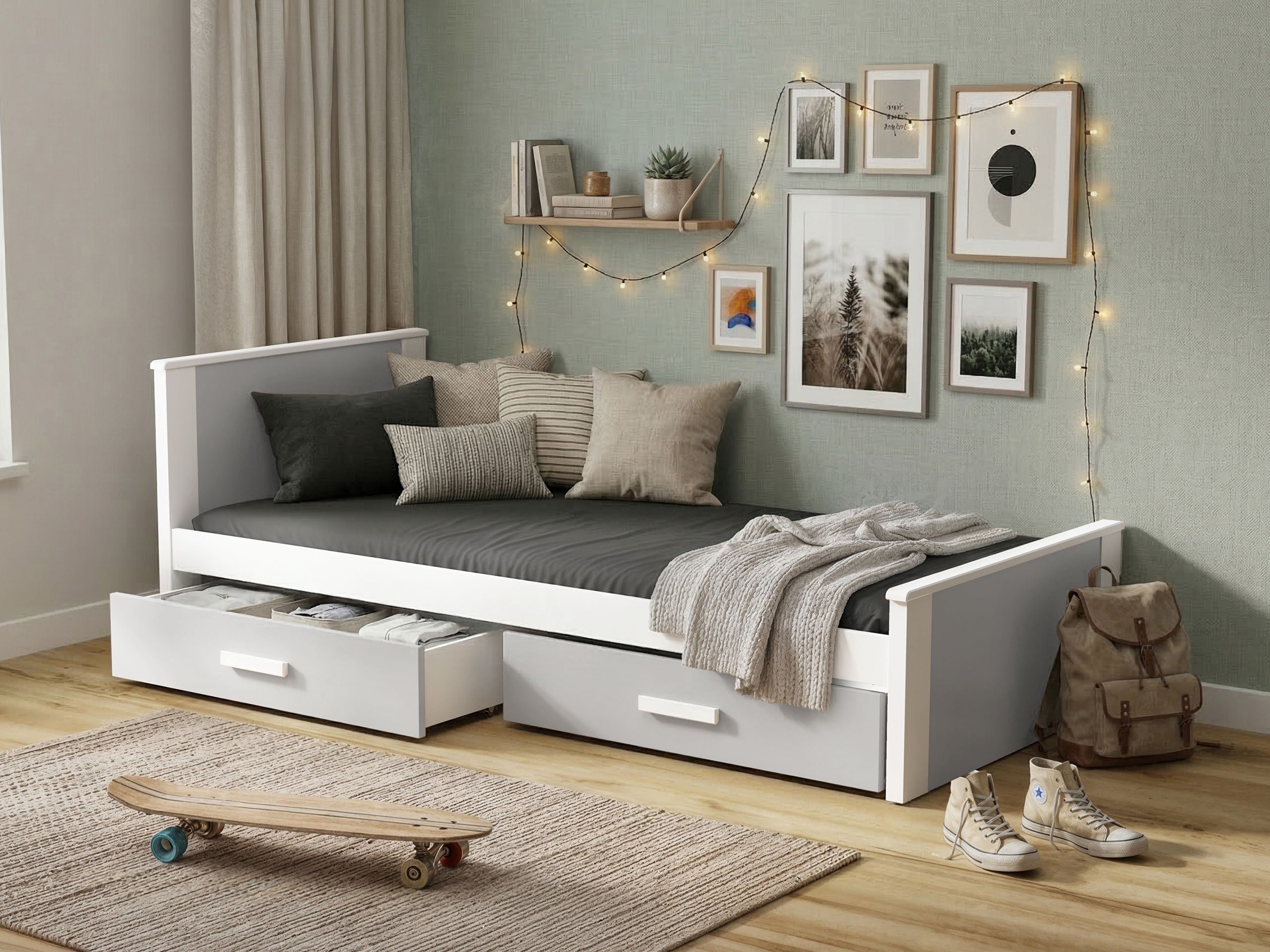 Letto Henderson 116 (Bianco + Grigio)