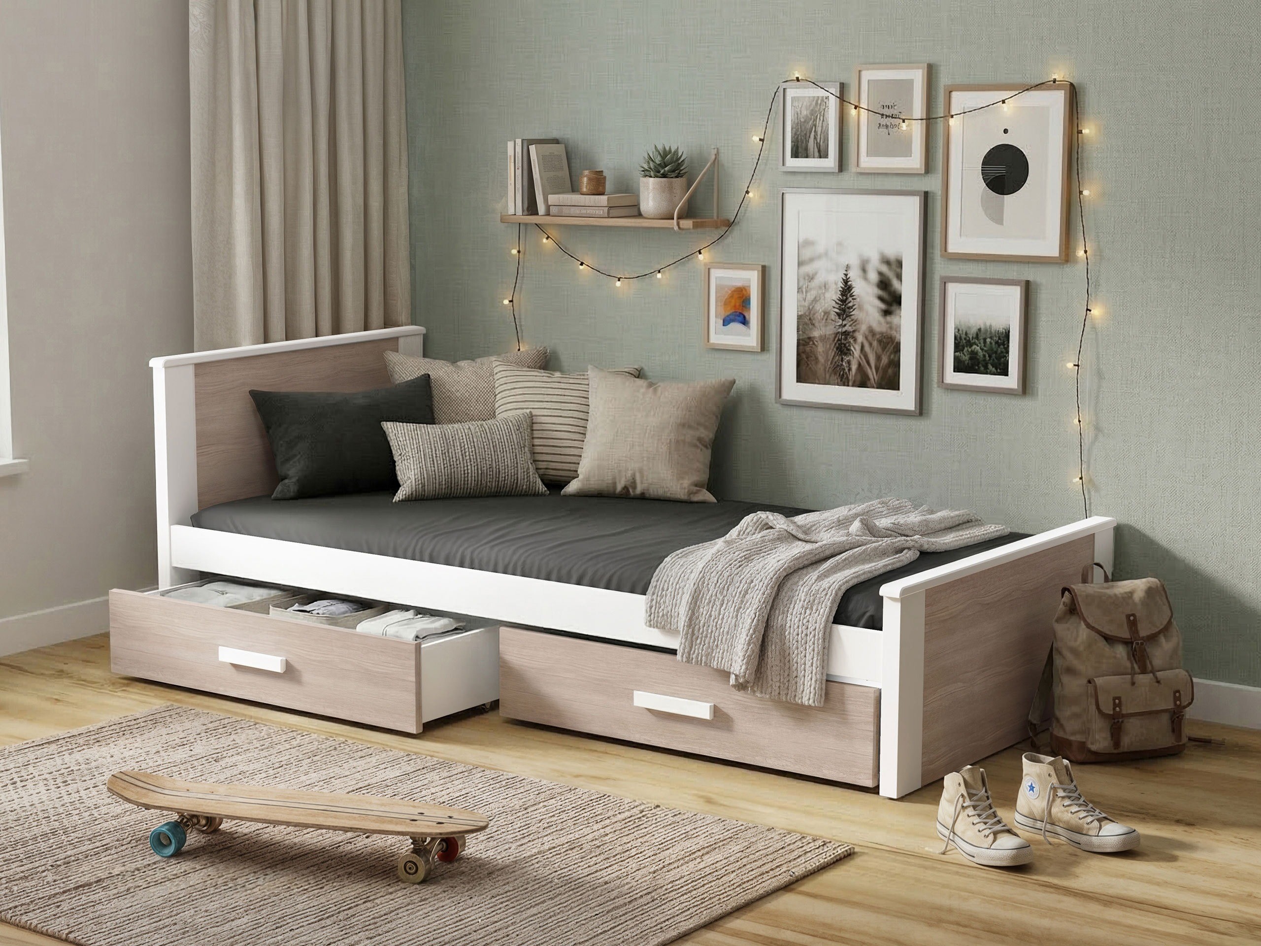 Letto Henderson 116 (Bianco + Sonoma quercia)