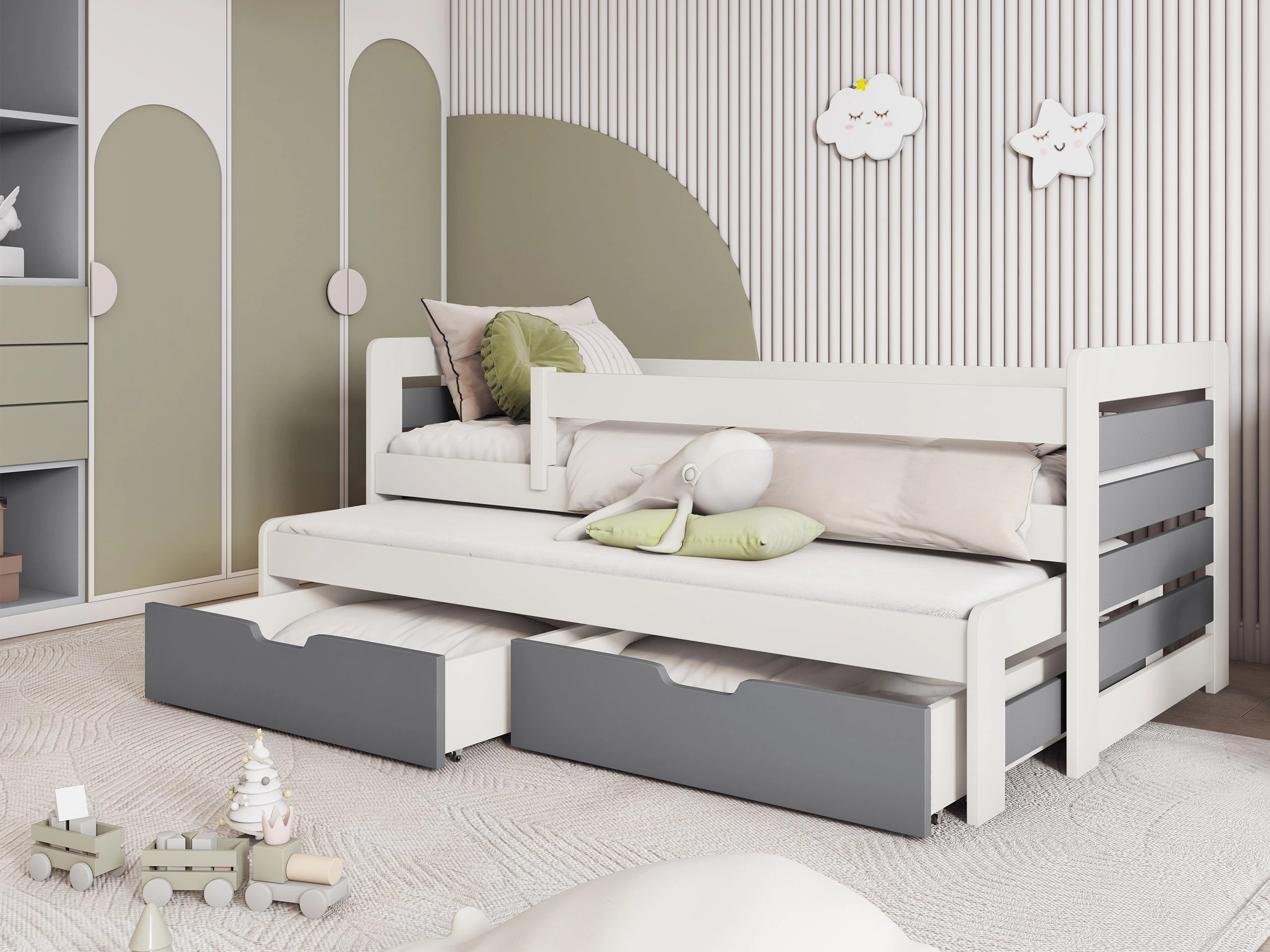 Letto Henderson 127 (Bianco + Grigio)