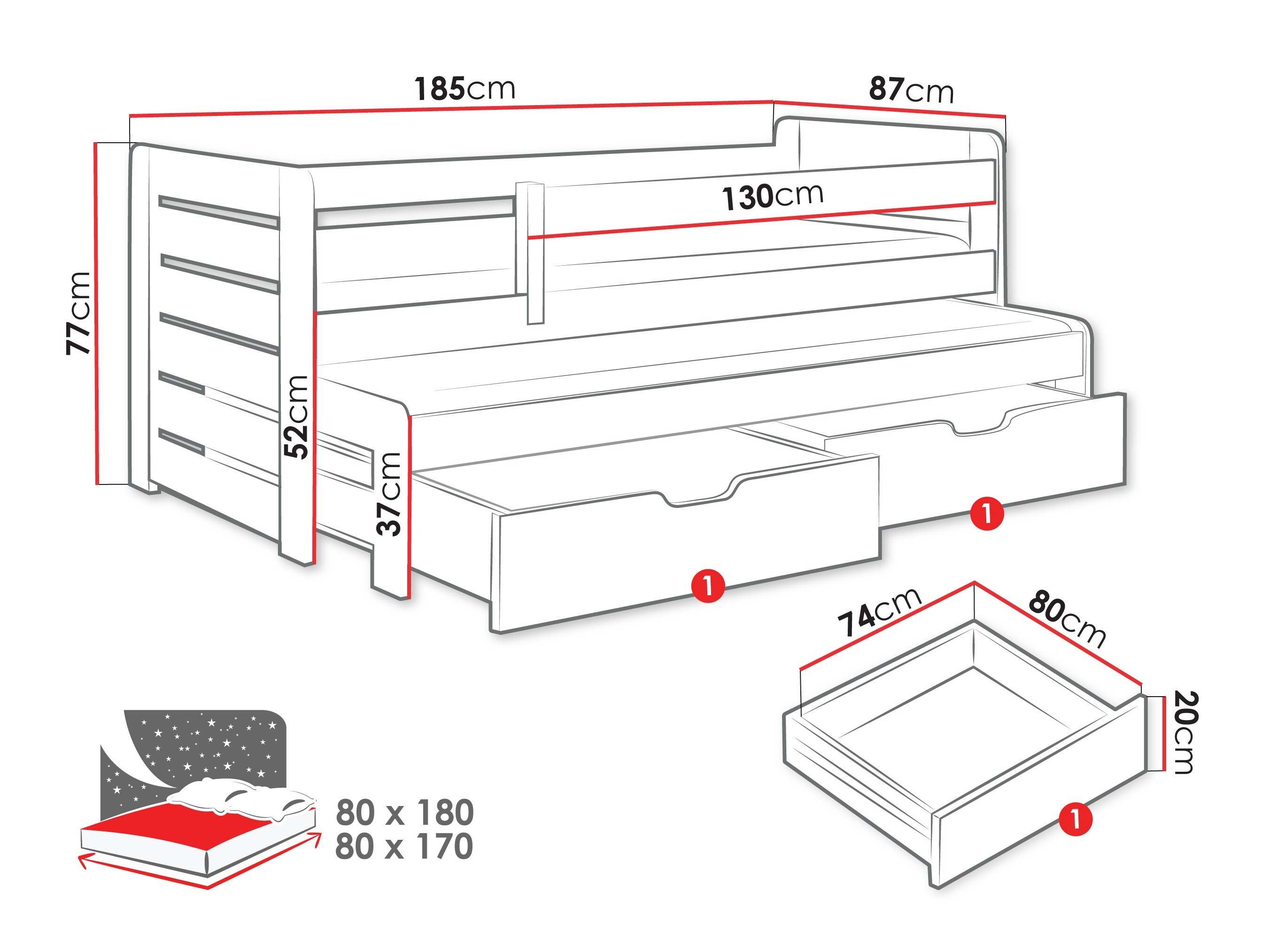Letto Henderson 127 (Bianco)