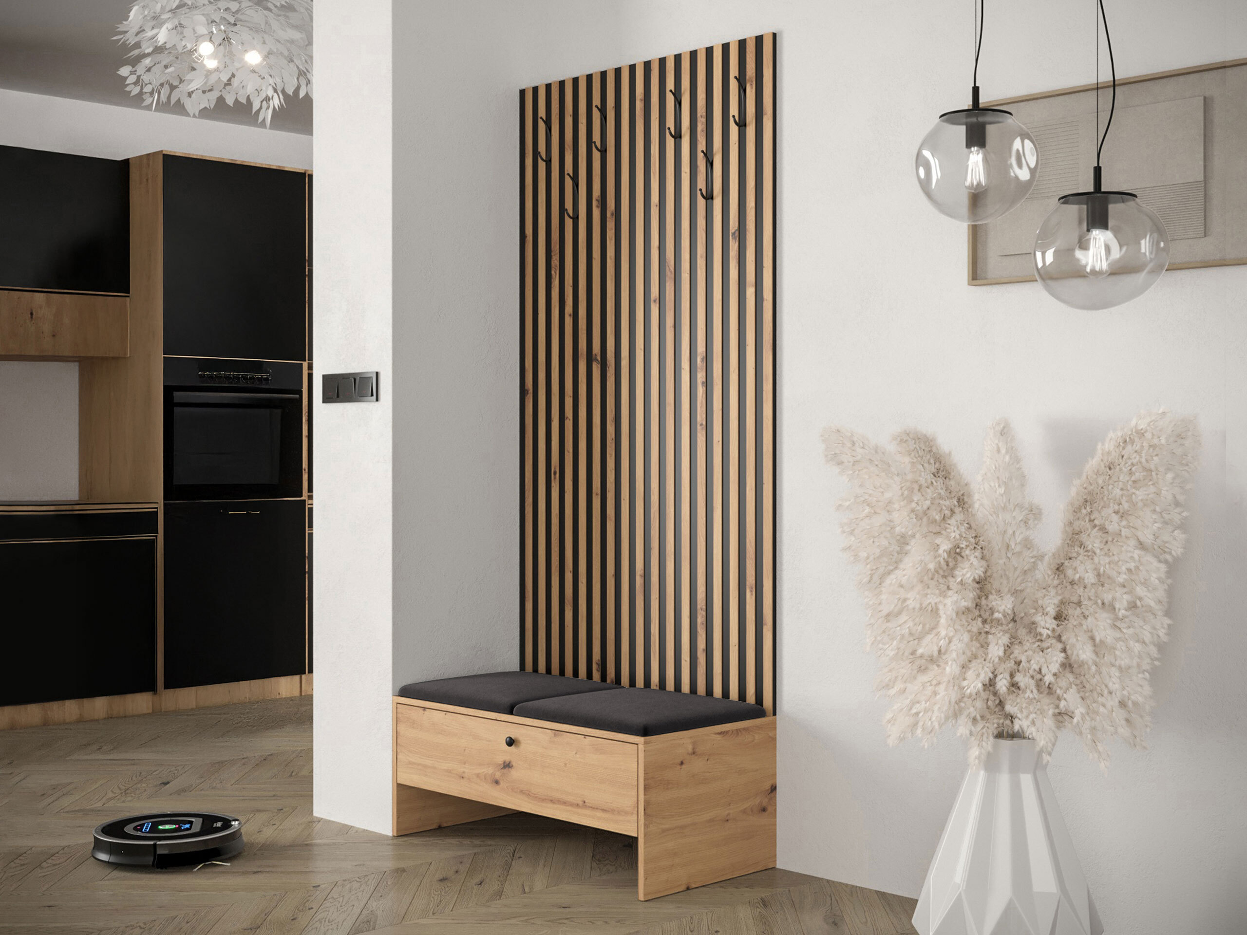 Set arredo da corridoio Donio IV (Rovere Artisan + Polo 897)