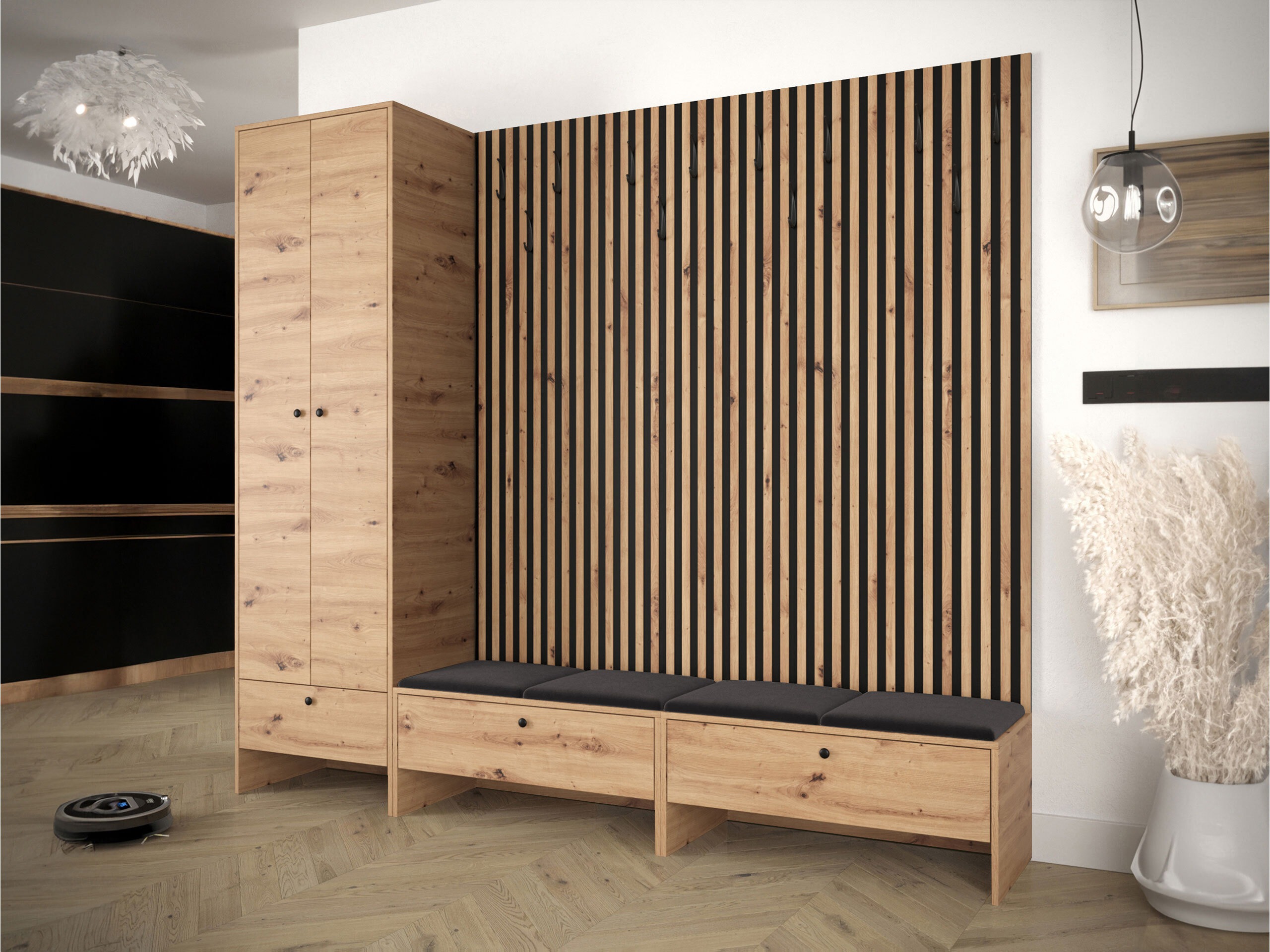 Set arredo da corridoio Donio VI (Rovere Artisan + Polo 897)