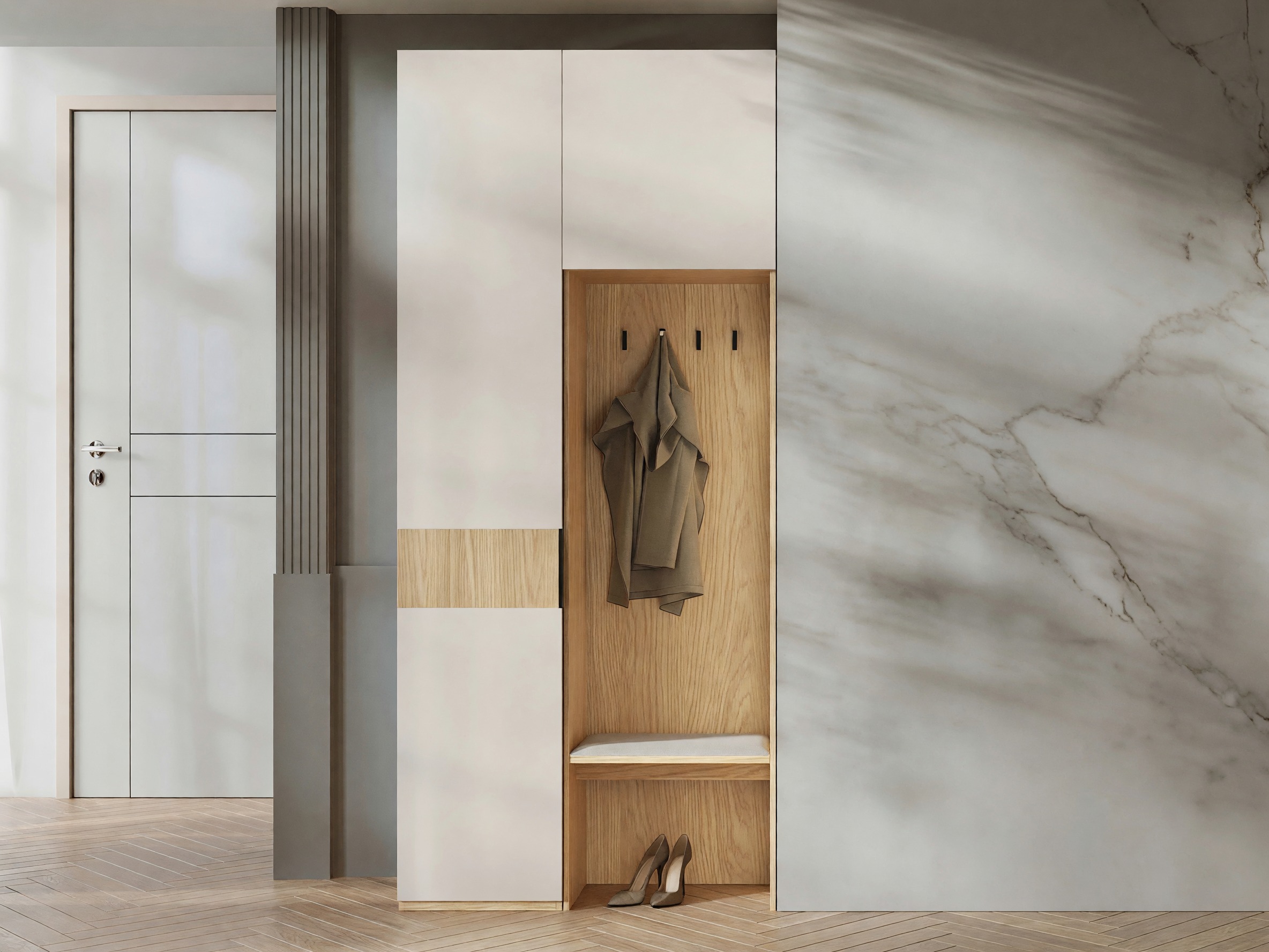 Set arredo da corridoio Toledo 148 (Quercia + Beige)