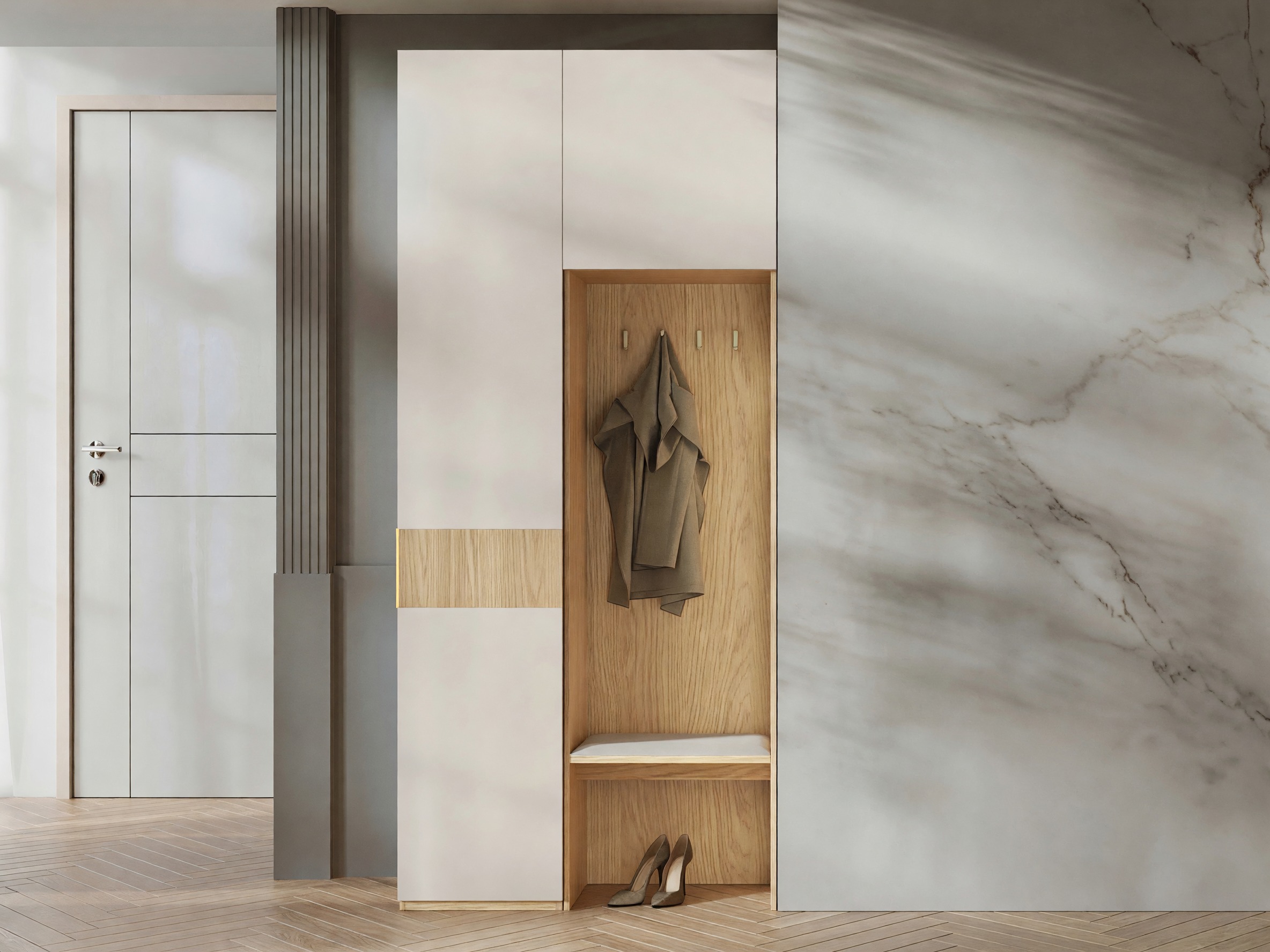 Set arredo da corridoio Toledo 148 (Quercia + Beige)