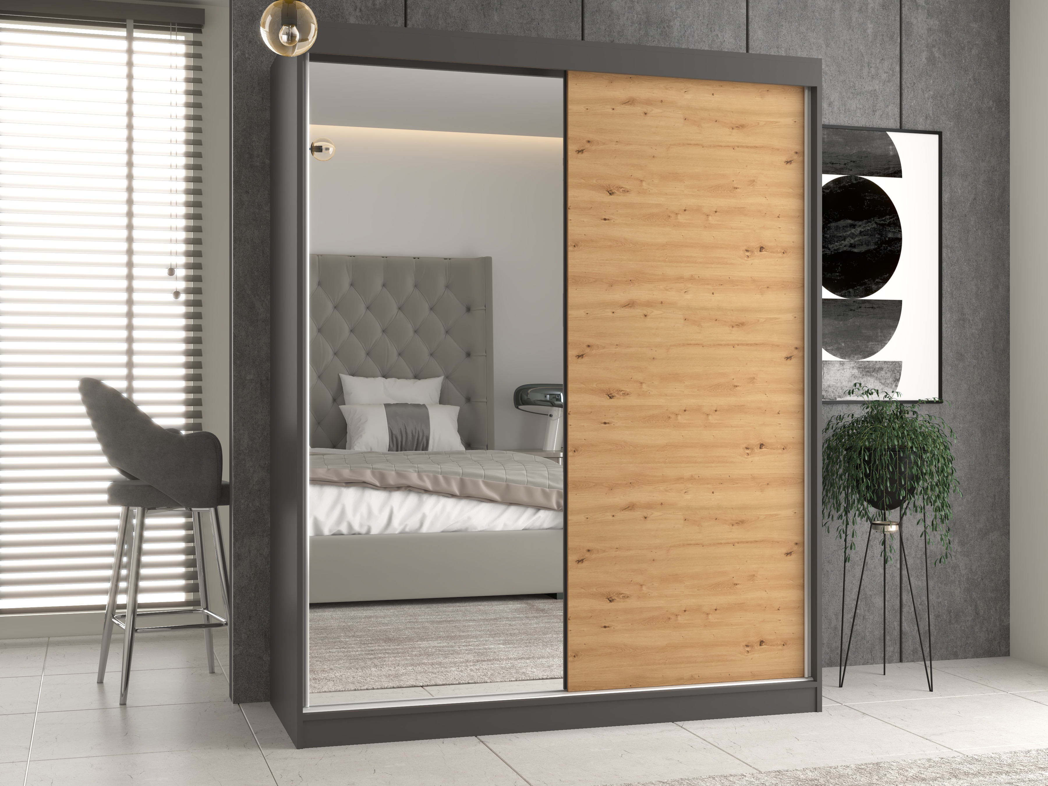Armadio Mandeville 383 (Rovere Artisan + Antracite)