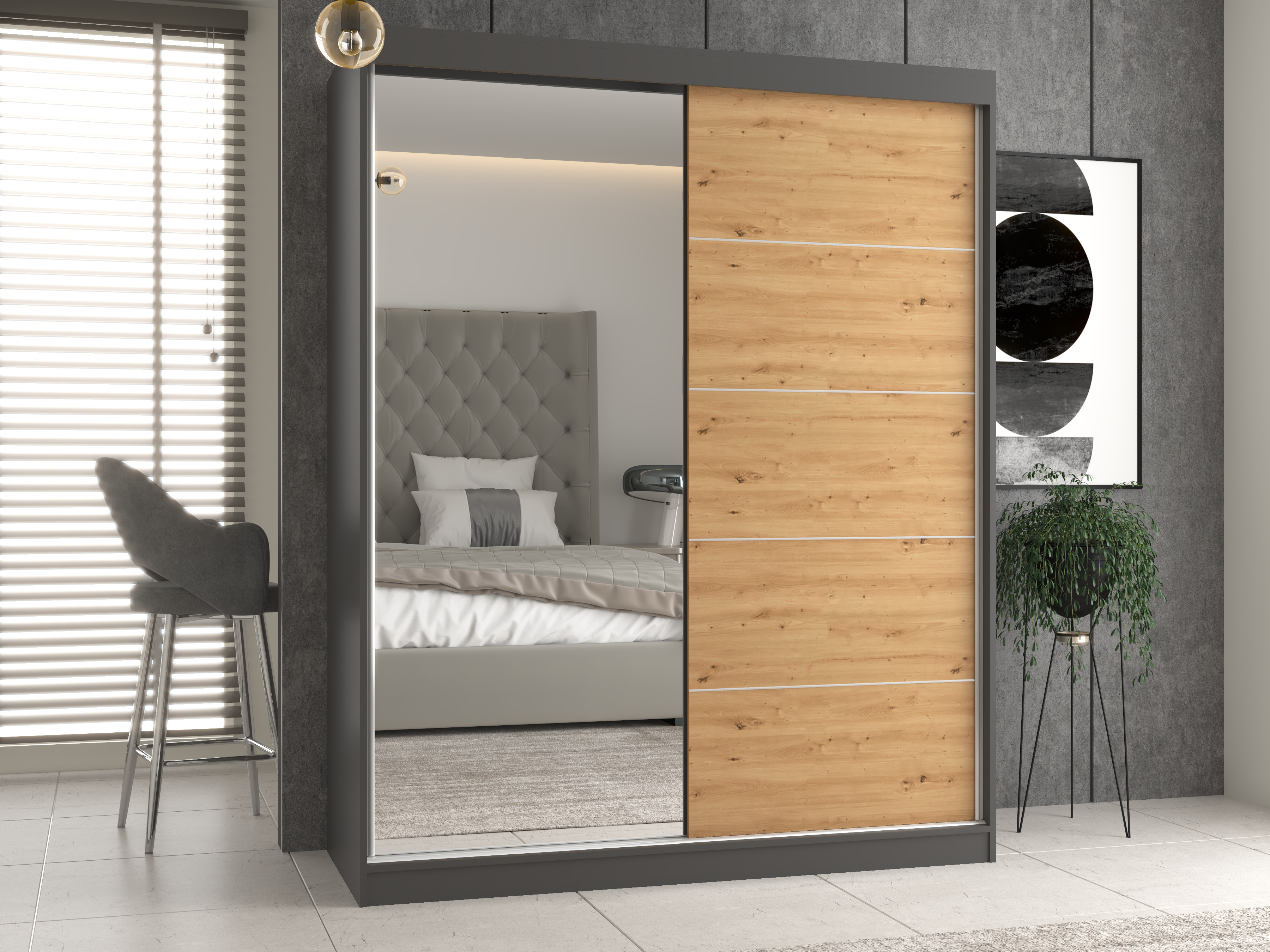 Armadio Mandeville 389 (Rovere Artisan + Antracite)