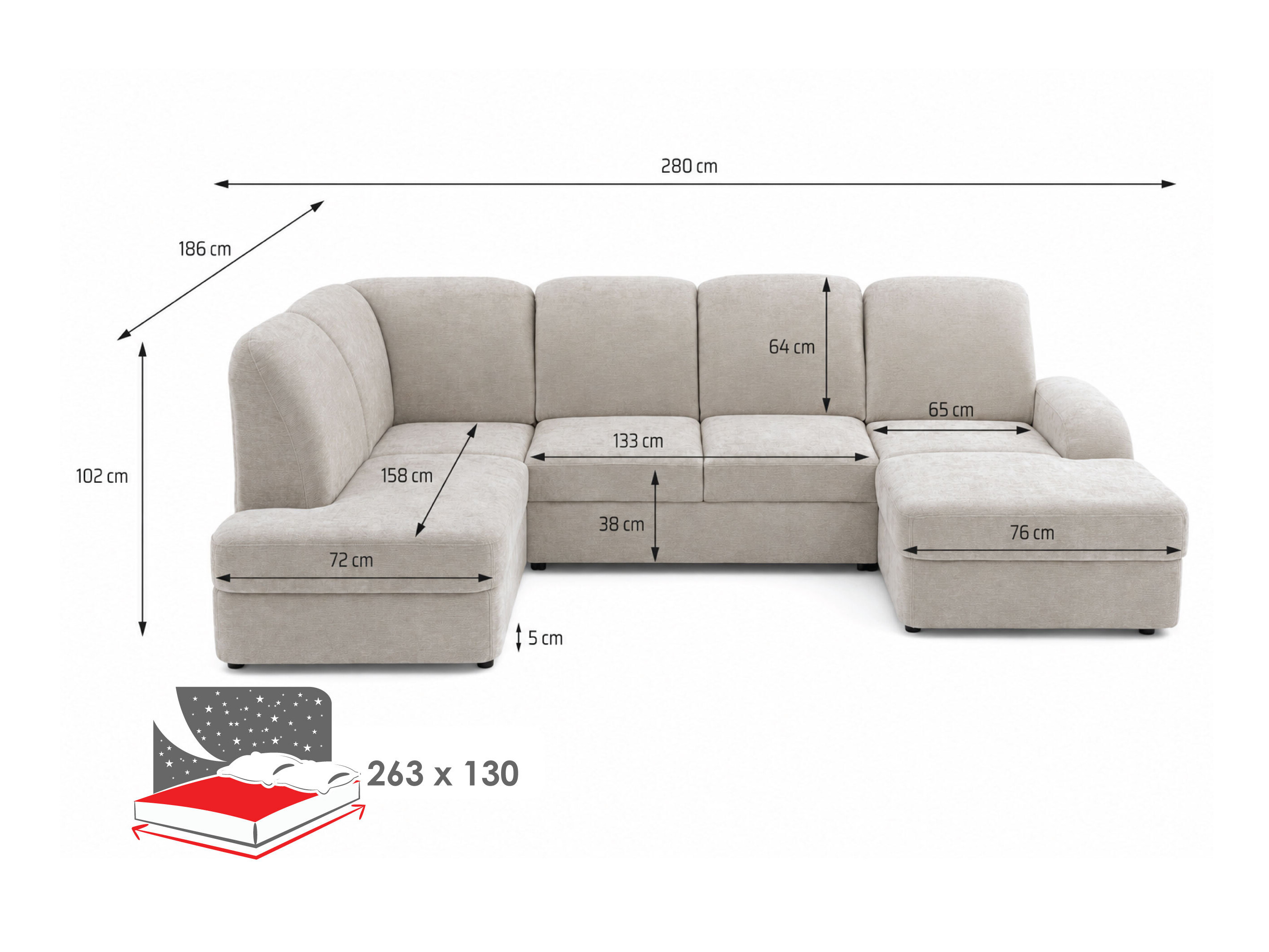 Divano angolare Carson 138 (Vibe 86)