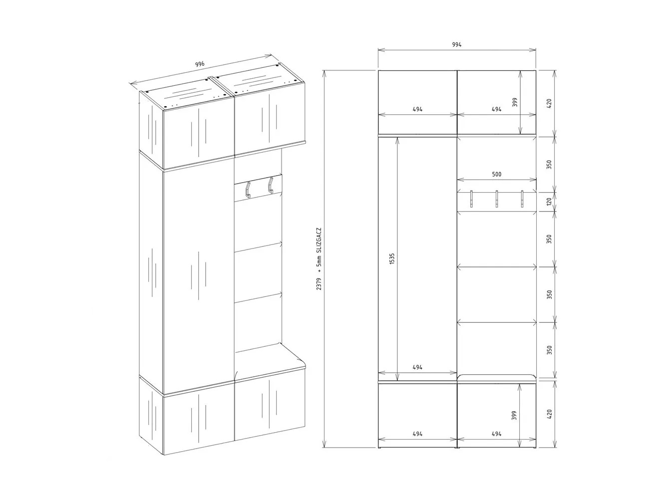Set arredo da corridoio Domtori 100 (Sonoma quercia)