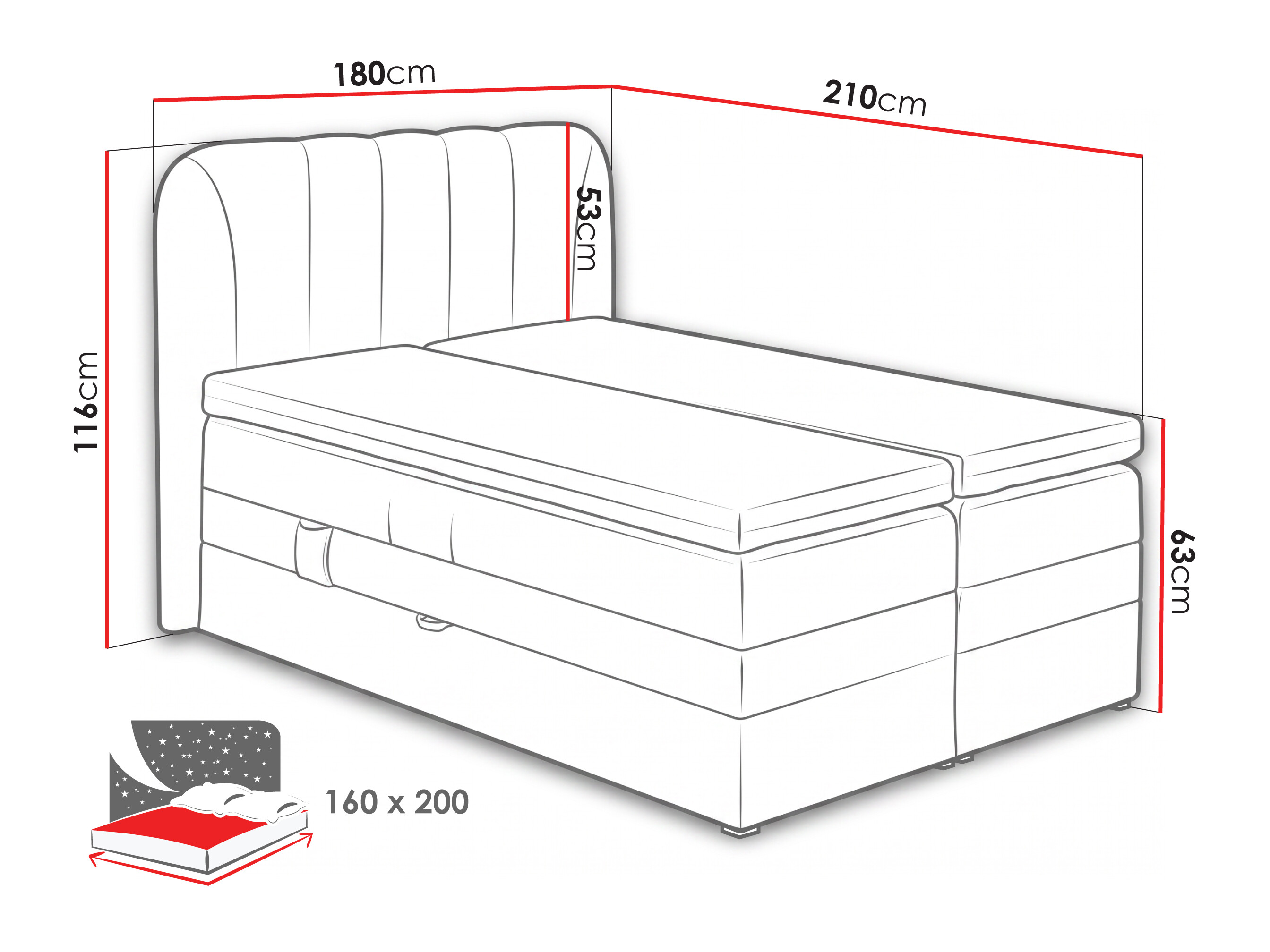 Letto continentale Norman 127 (Marrone grigio)
