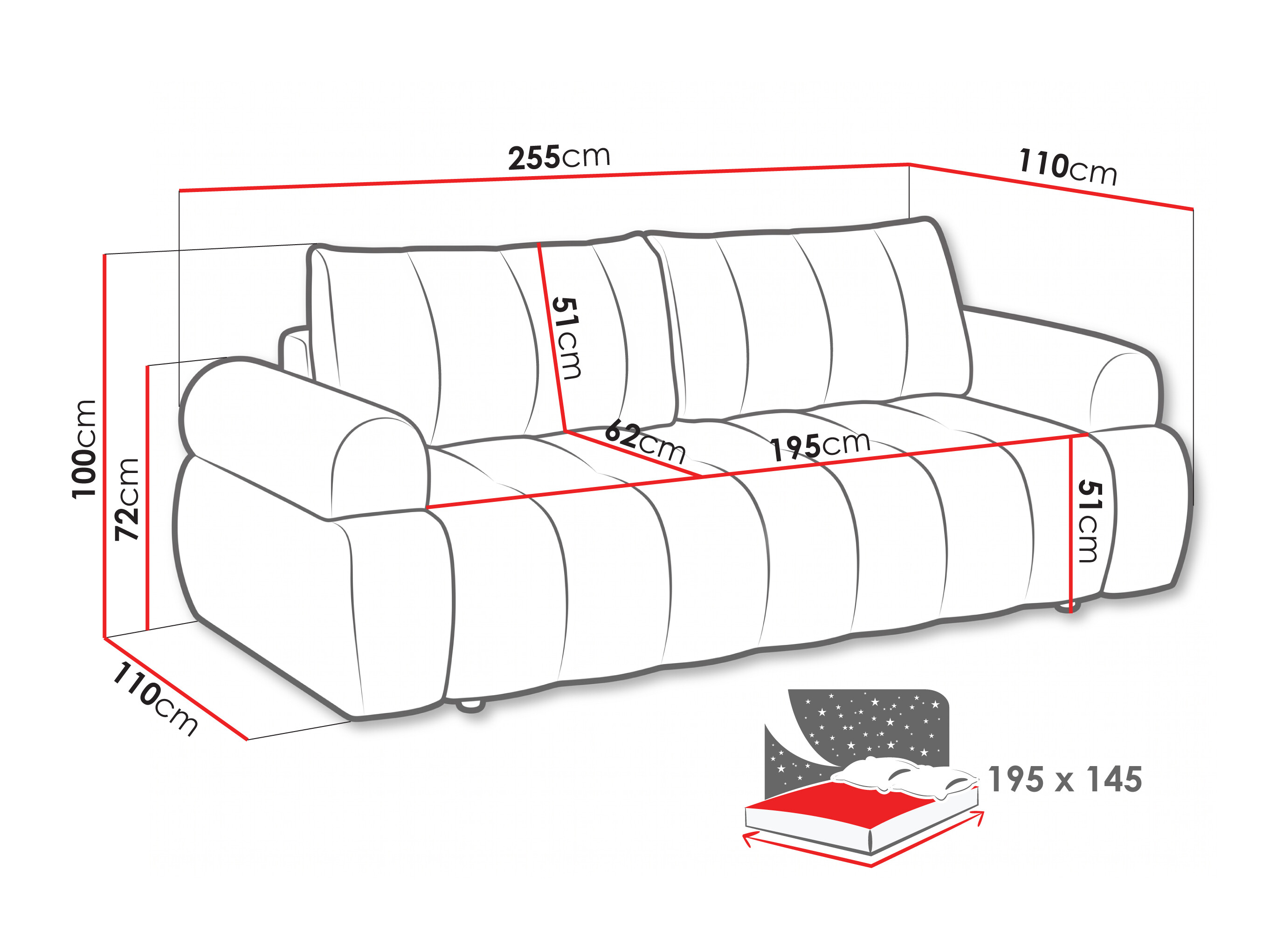 Divano letto Norman 128 (Kiara 867)