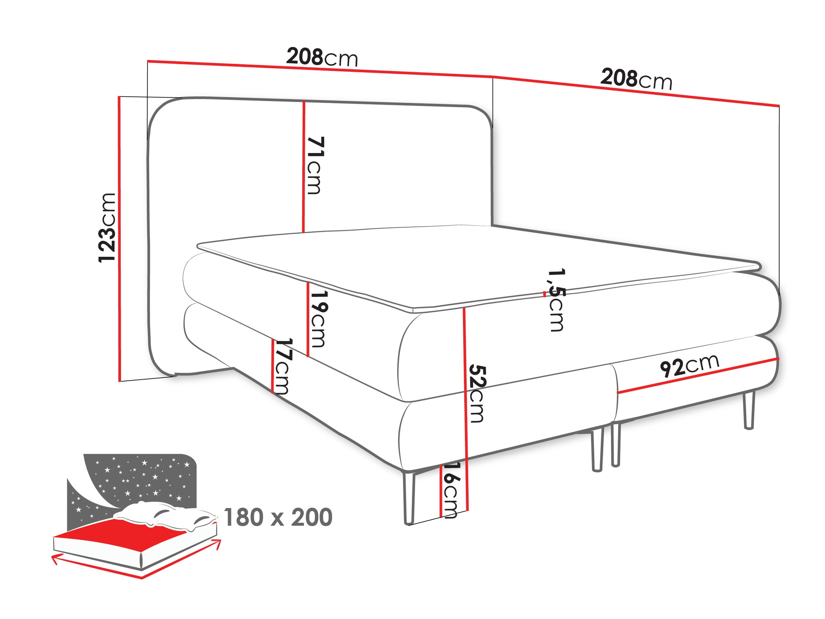 Letto continentale Fructis (Nazar 225.01)