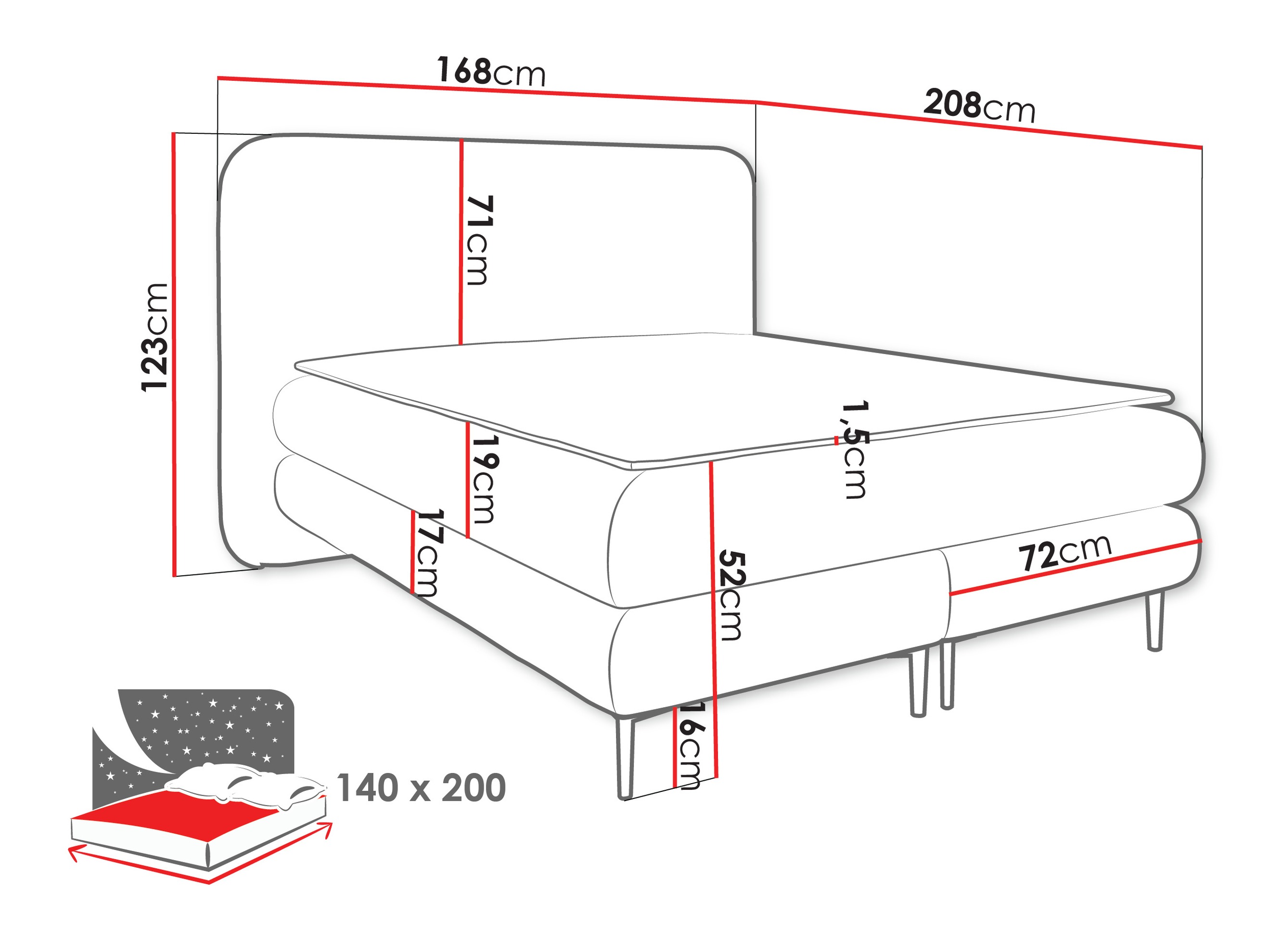 Letto continentale Fructis (Nazar 225.02)