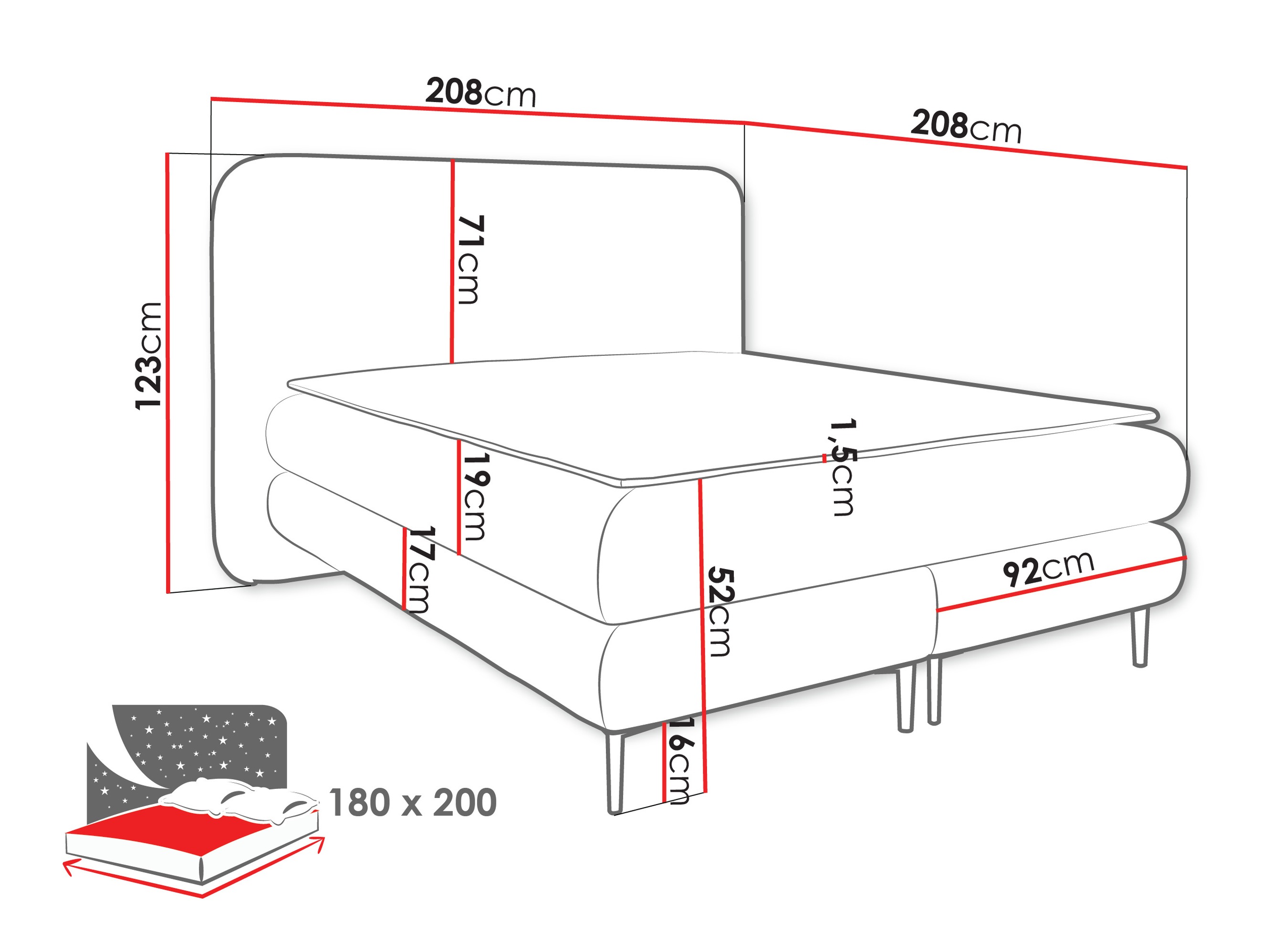 Letto continentale Fructis (Nazar 225.02)