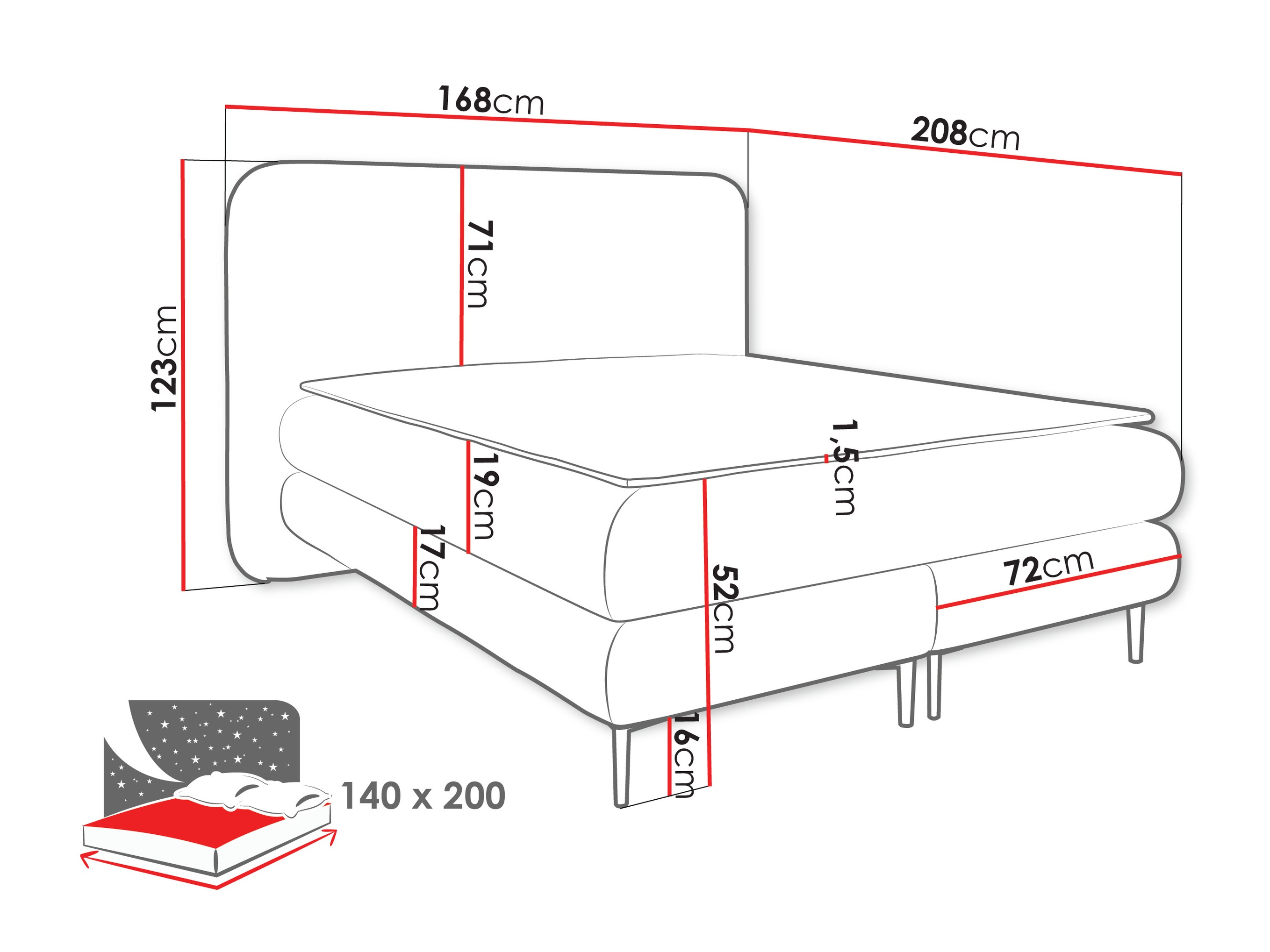 Letto continentale Fructis (Nazar 225.03)