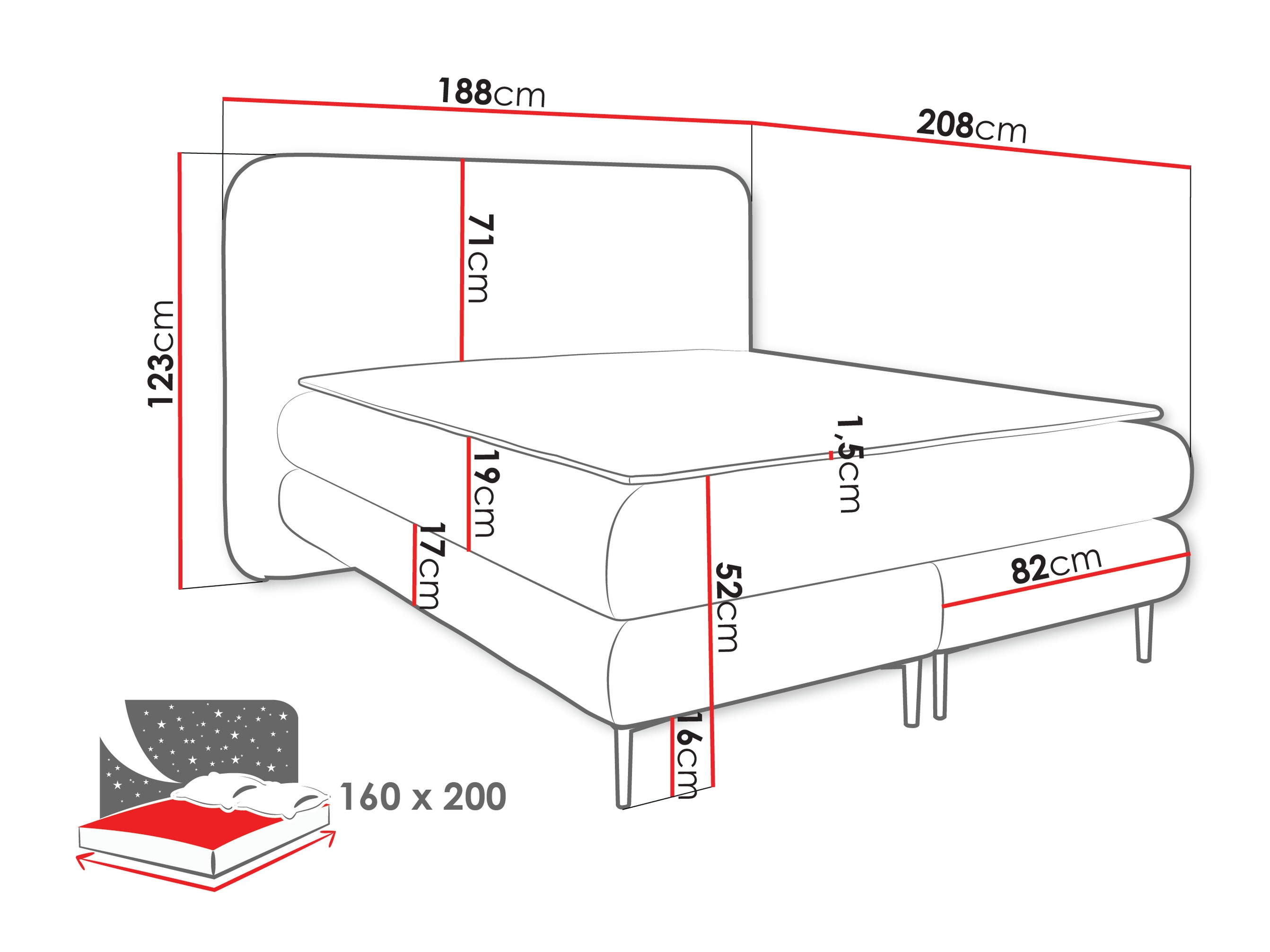 Letto continentale Fructis (Nazar 225.03)