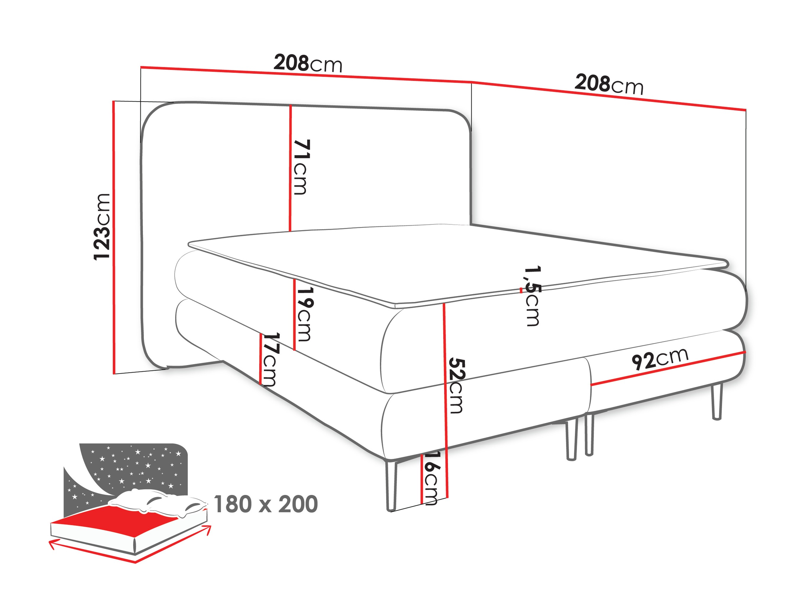 Letto continentale Fructis (Nazar 225.03)