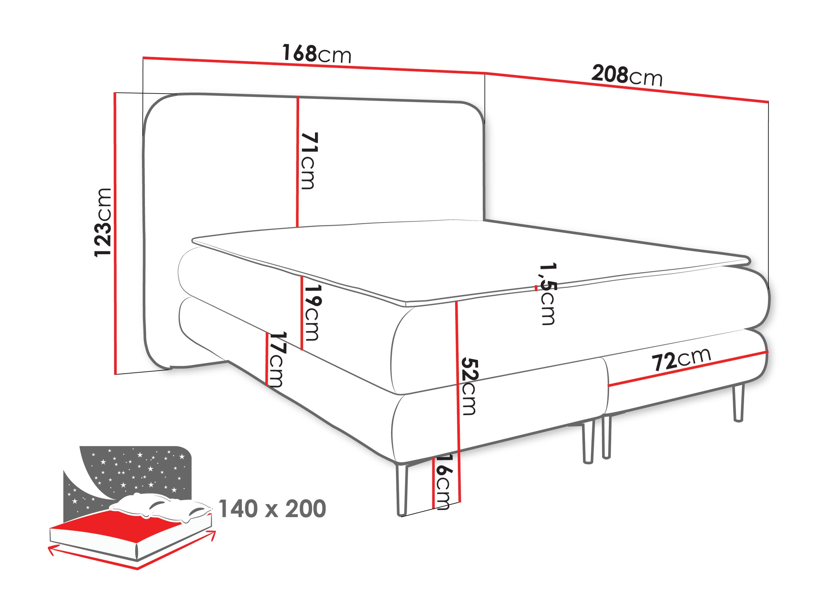 Letto continentale Fructis (Nazar 225.05)
