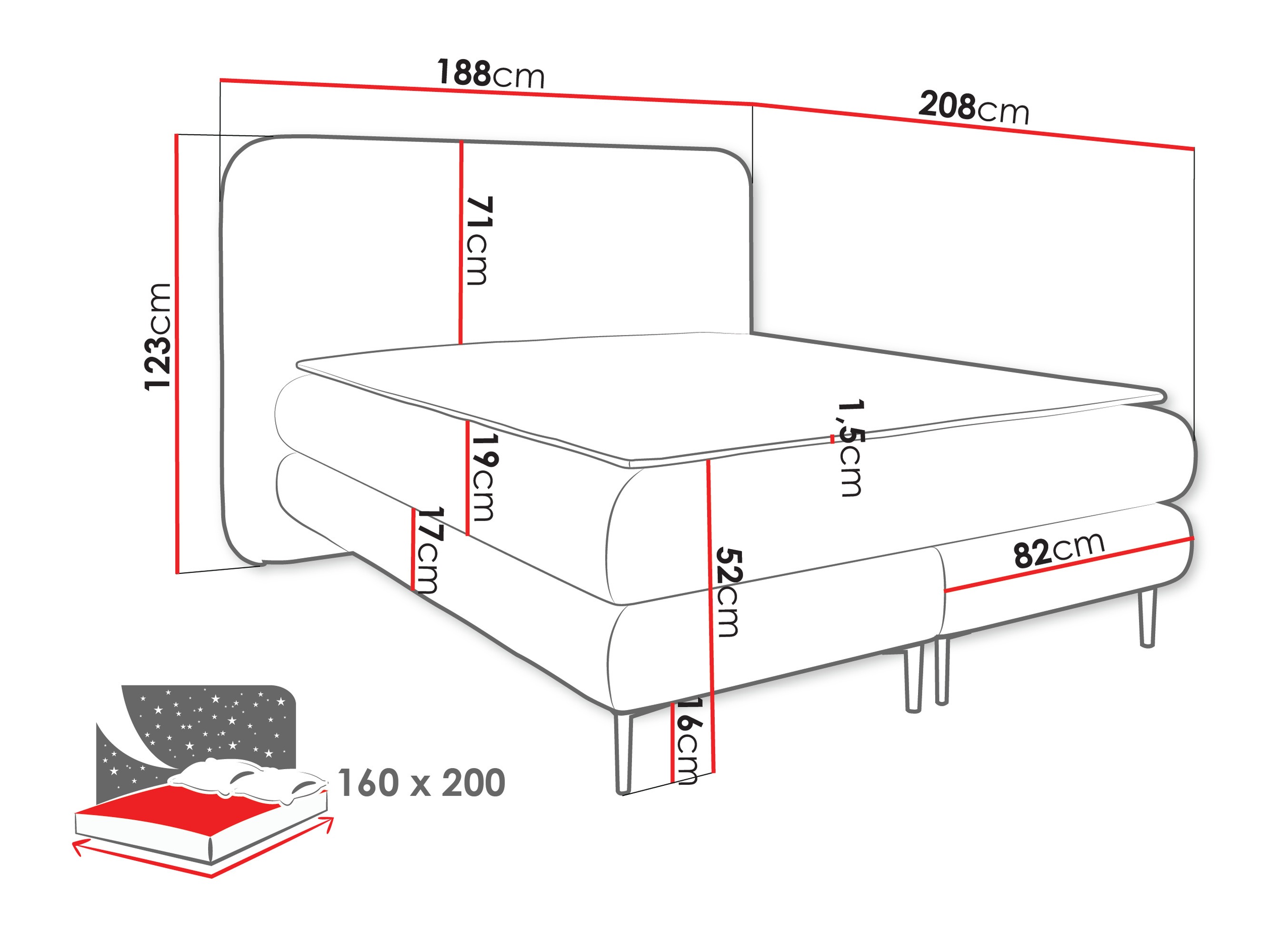 Letto continentale Fructis (Nazar 225.05)