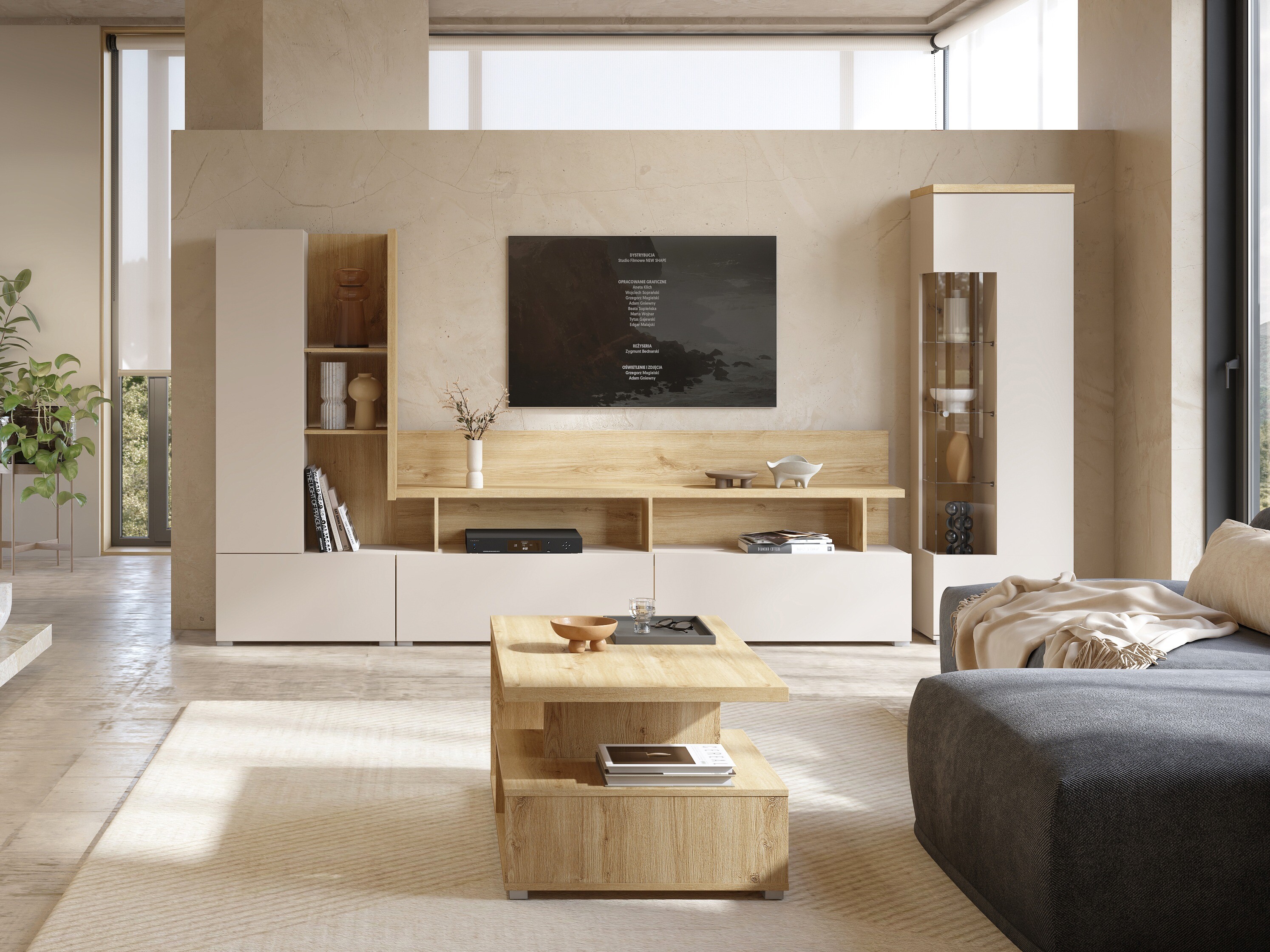Scaffale Virvele 102 (Cachemire + Rovere chiaro)