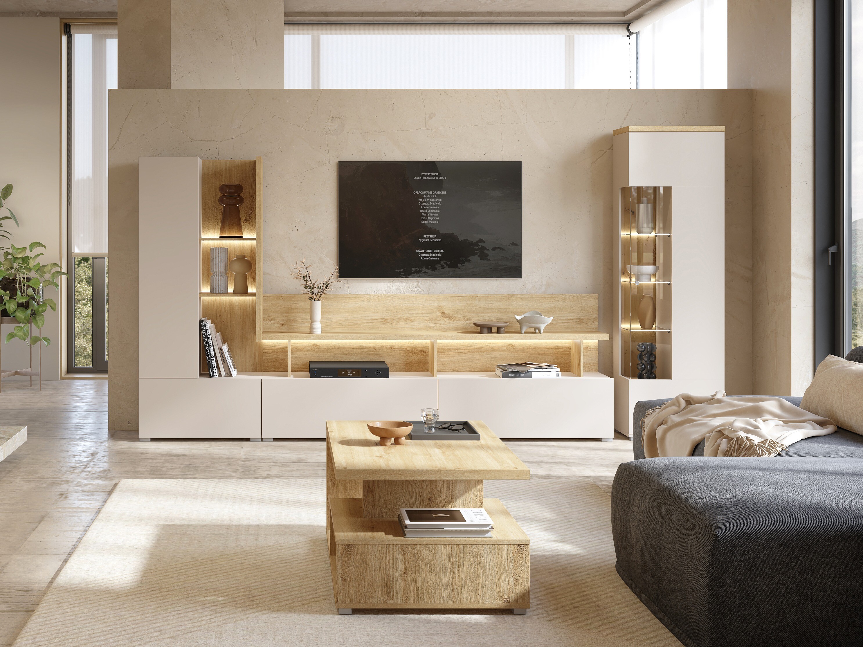 Scaffale Virvele 102 (Cachemire + Rovere chiaro)