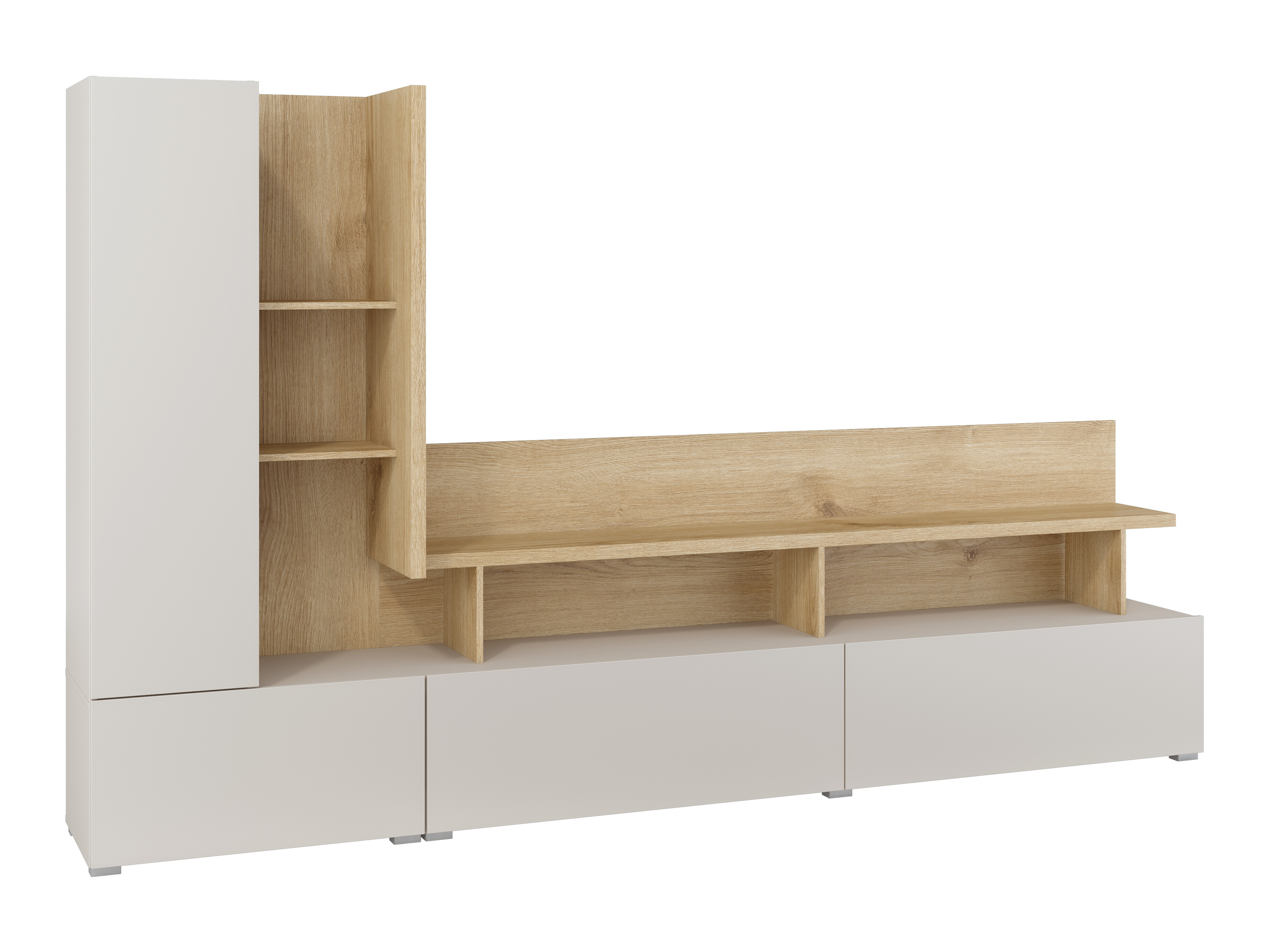 Parete attrezzata Virvele 101 (Cachemire + Rovere chiaro)