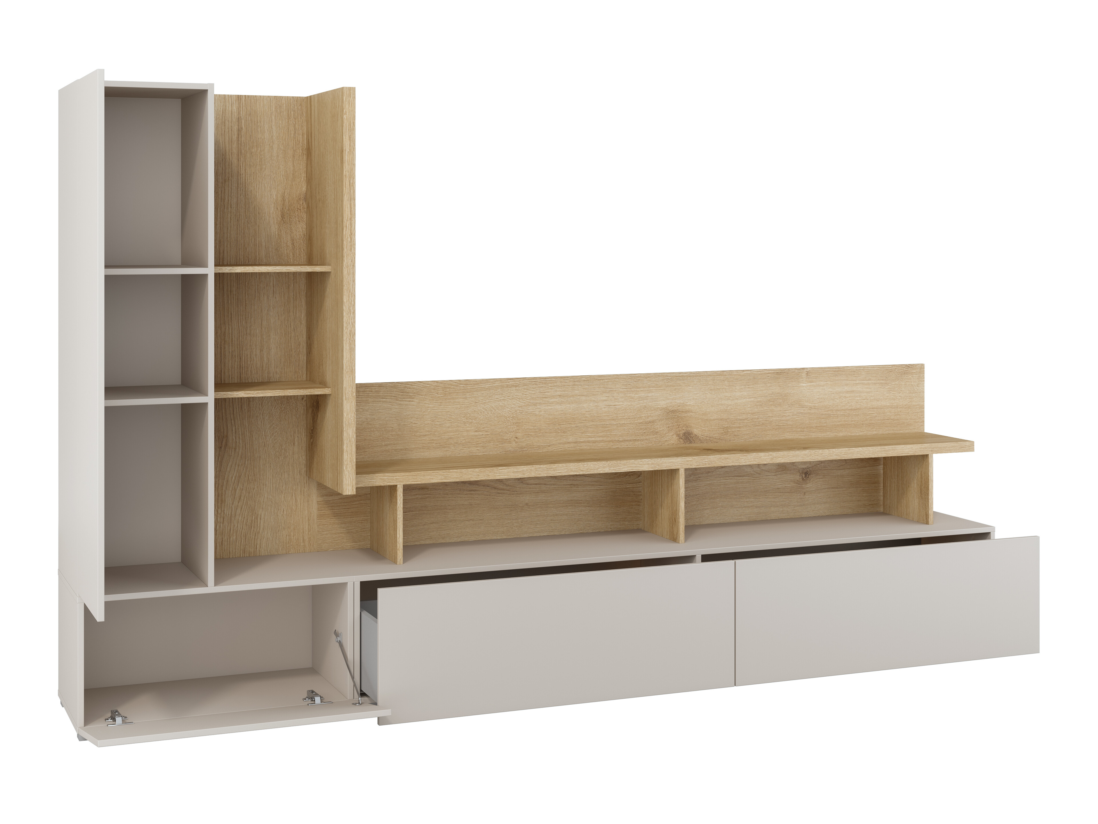 Parete attrezzata Virvele 101 (Cachemire + Rovere chiaro)
