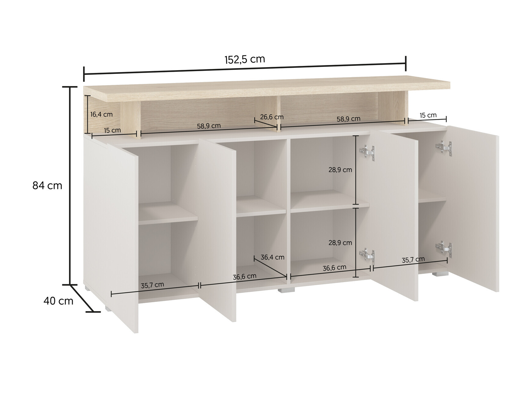 Parete attrezzata Virvele 103 (Cachemire + Rovere chiaro)