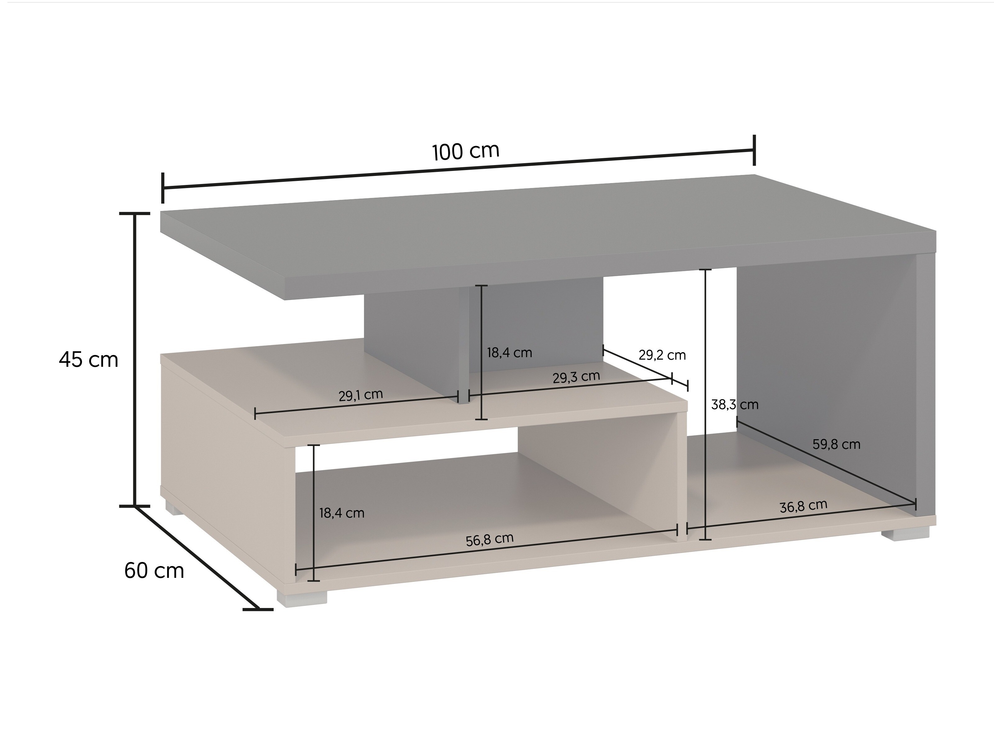 Tavolino da caffè Virvele 108 (Congo + Antracite)