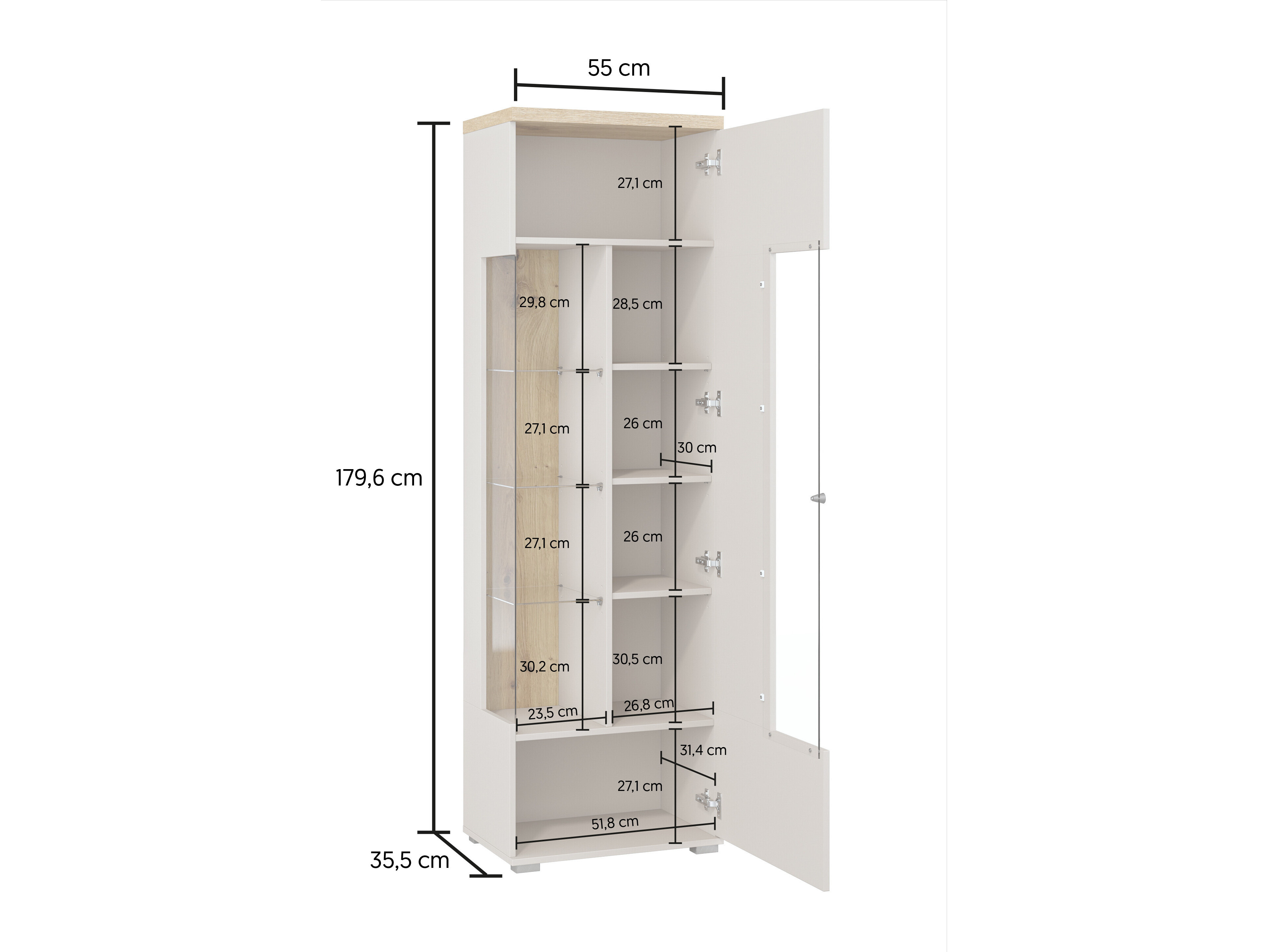 Parete attrezzata Virvele 103 (Cachemire + Rovere chiaro)