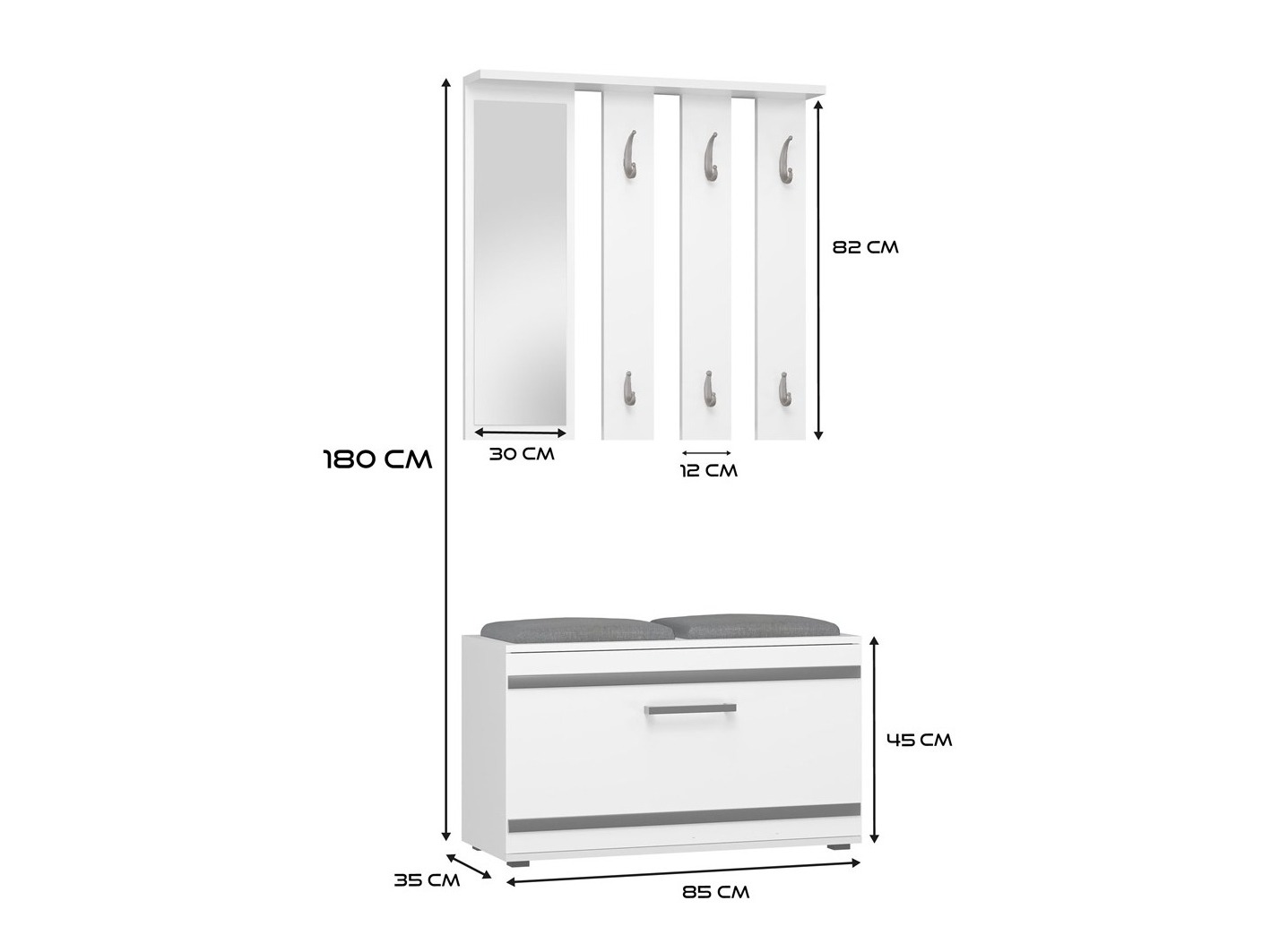 Set arredo da corridoio Mandeville 396 (Bianco)