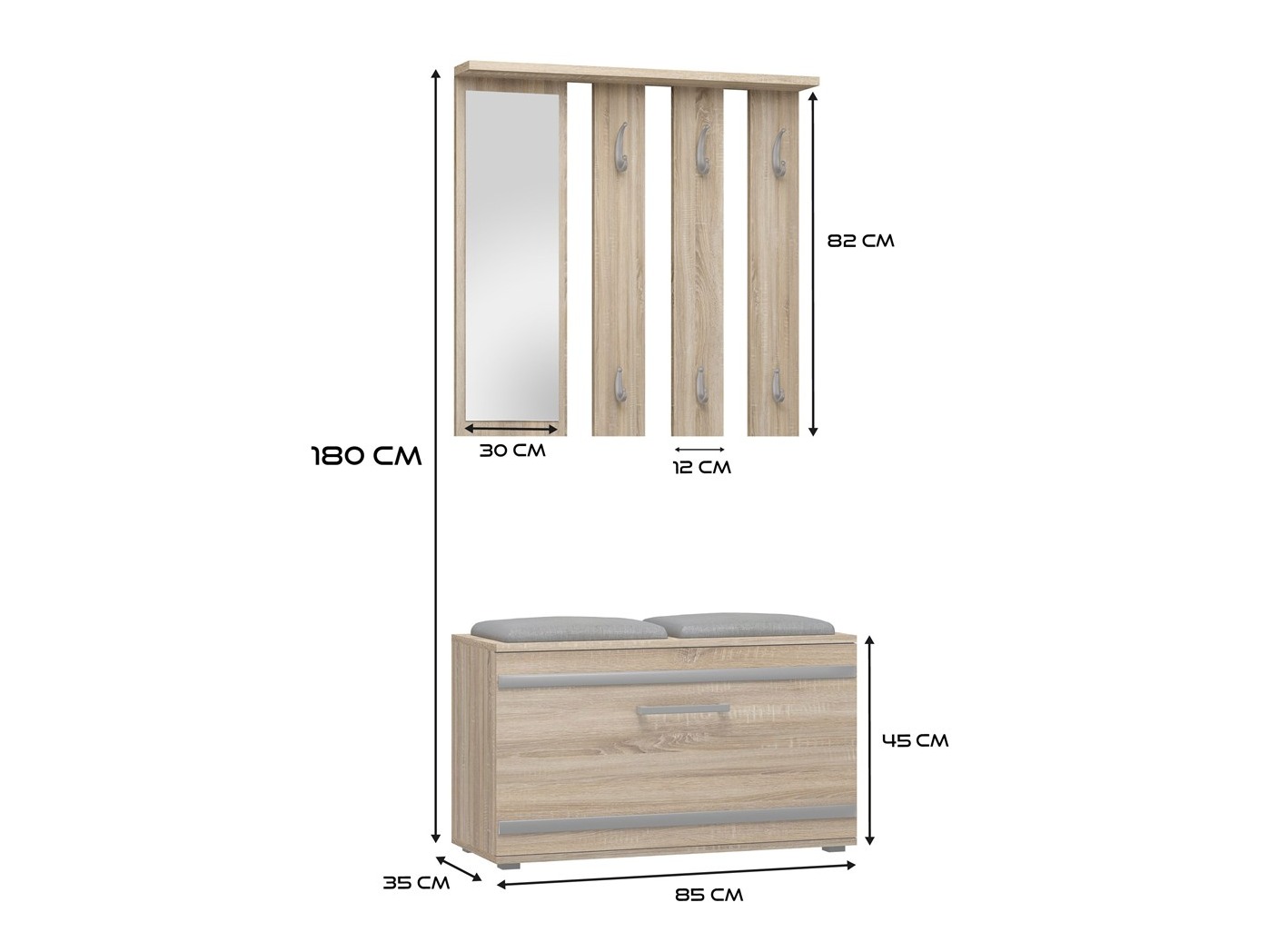 Set arredo da corridoio Mandeville 396 (Sonoma quercia)
