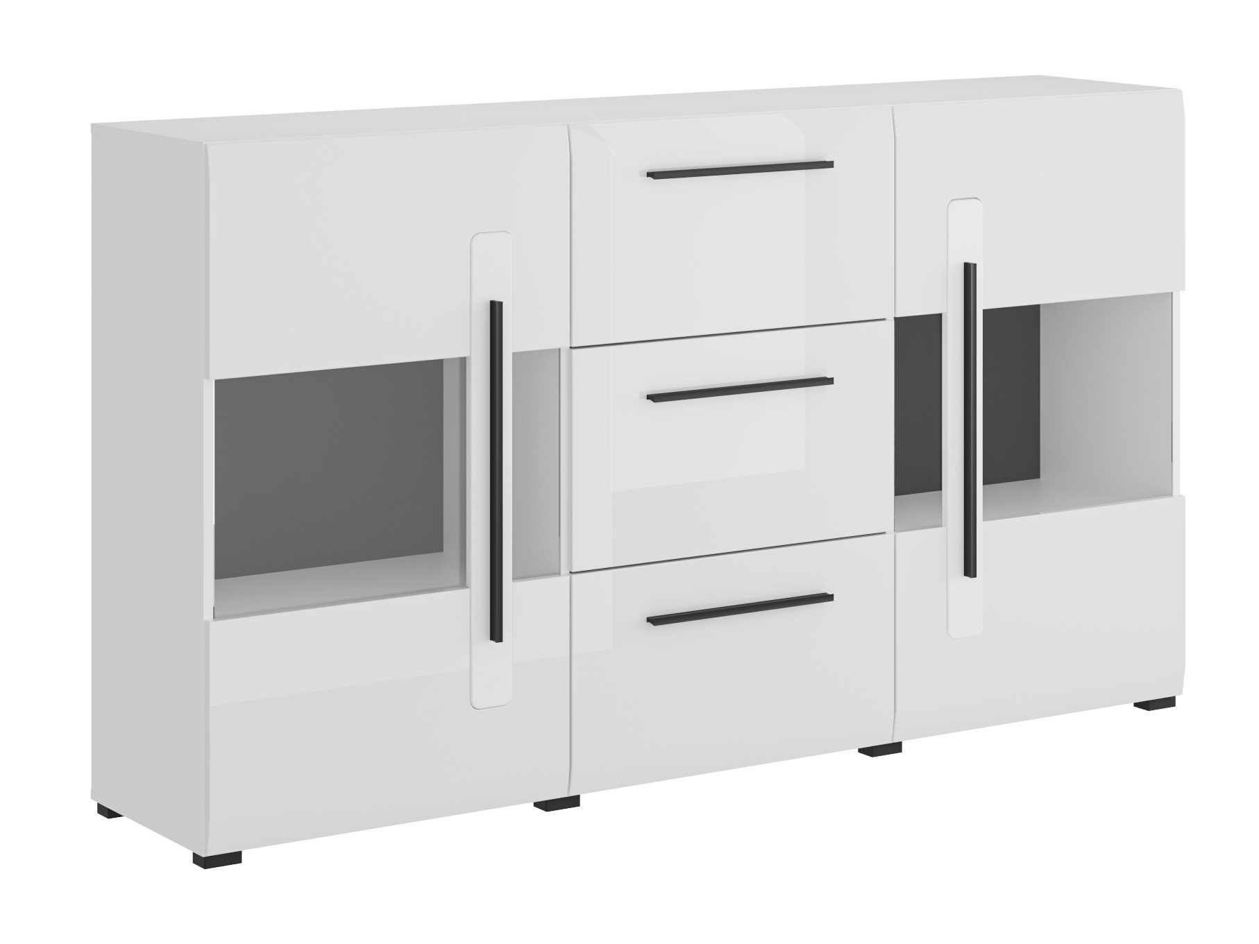 Cassettiera Ophsalu 106 (Bianco + Bianco lucido)