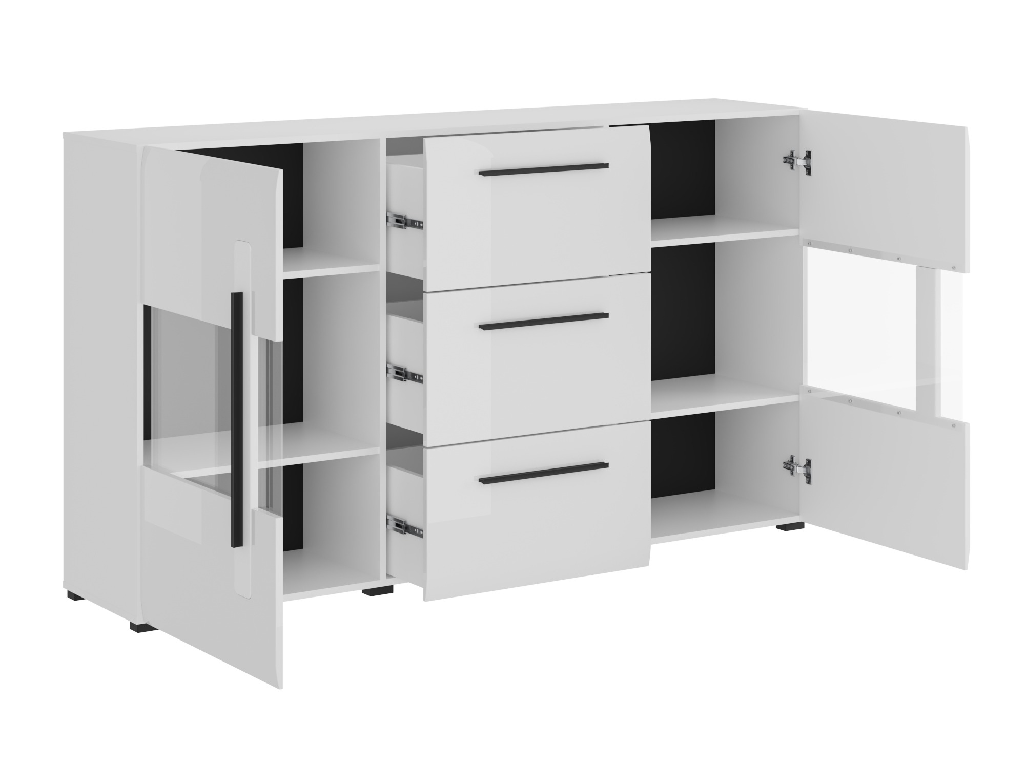 Cassettiera Ophsalu 106 (Bianco + Bianco lucido)