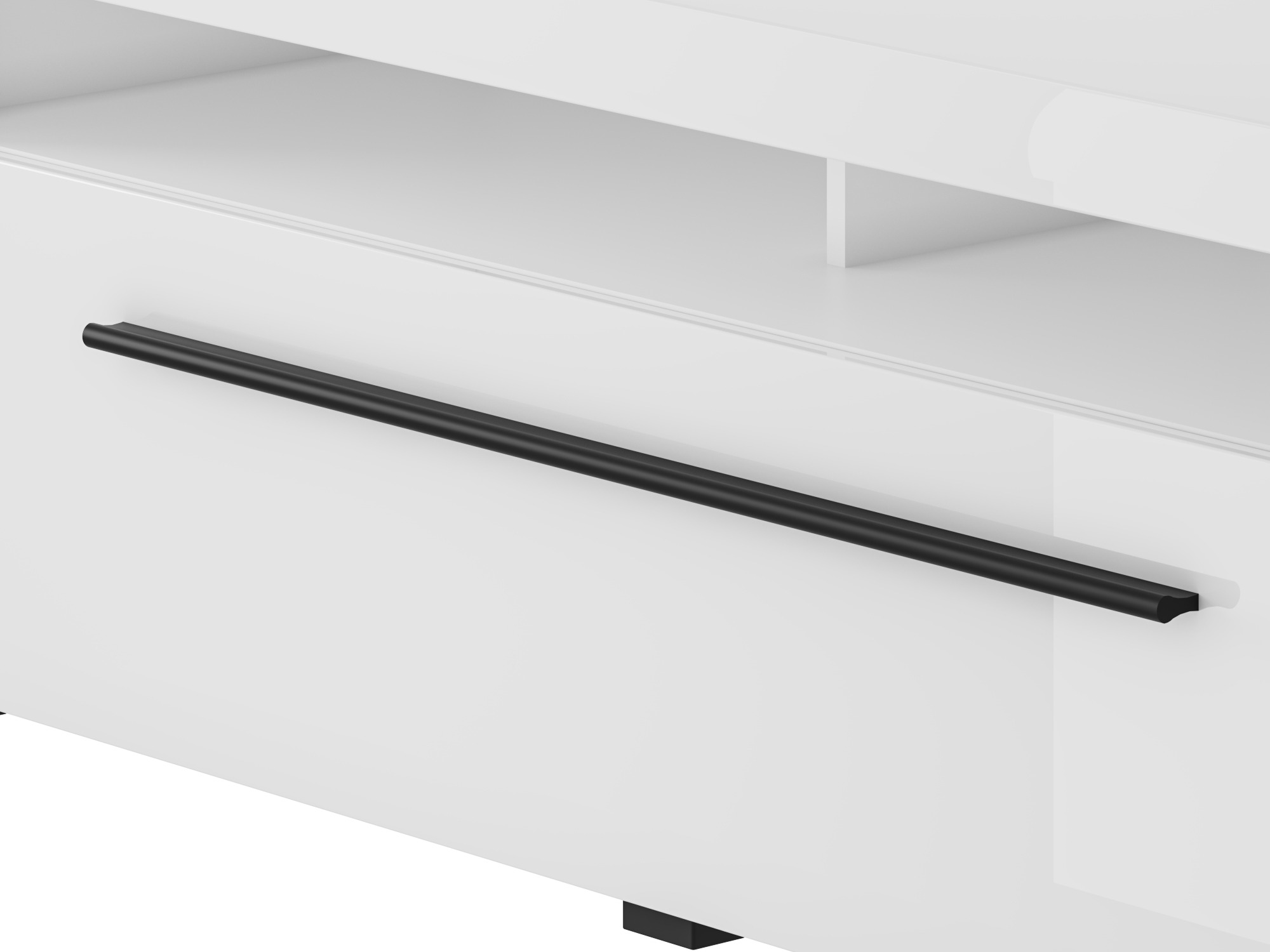 Mobile porta TV Ophsalu 104 (Bianco + Bianco lucido)
