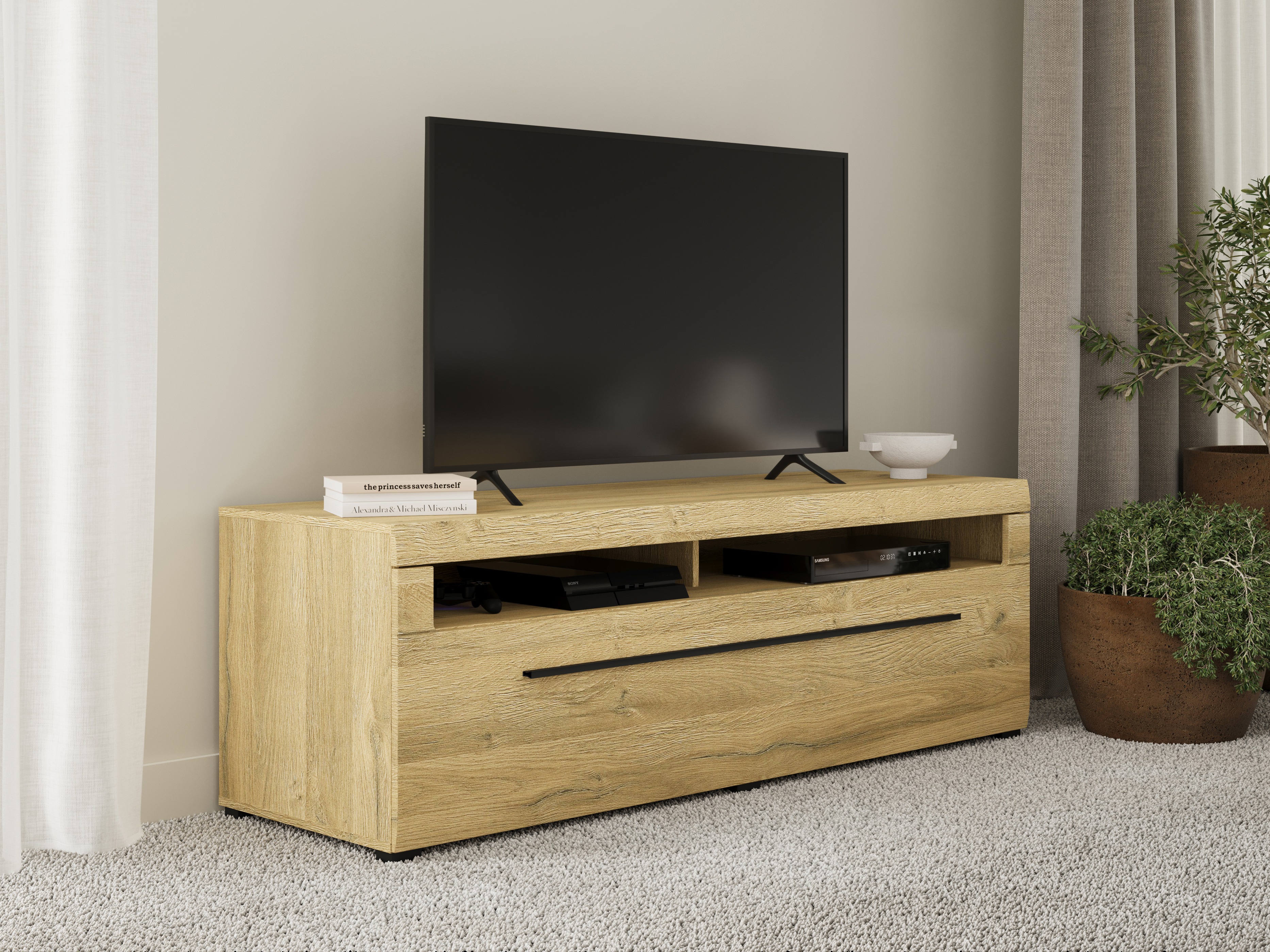 Mobile porta TV Ophsalu 104 (Nipote di quercia)