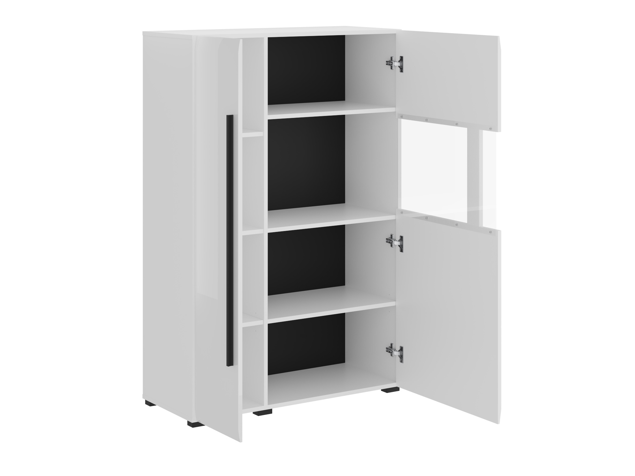 Parete attrezzata Ophsalu 112 (Bianco + Bianco lucido)
