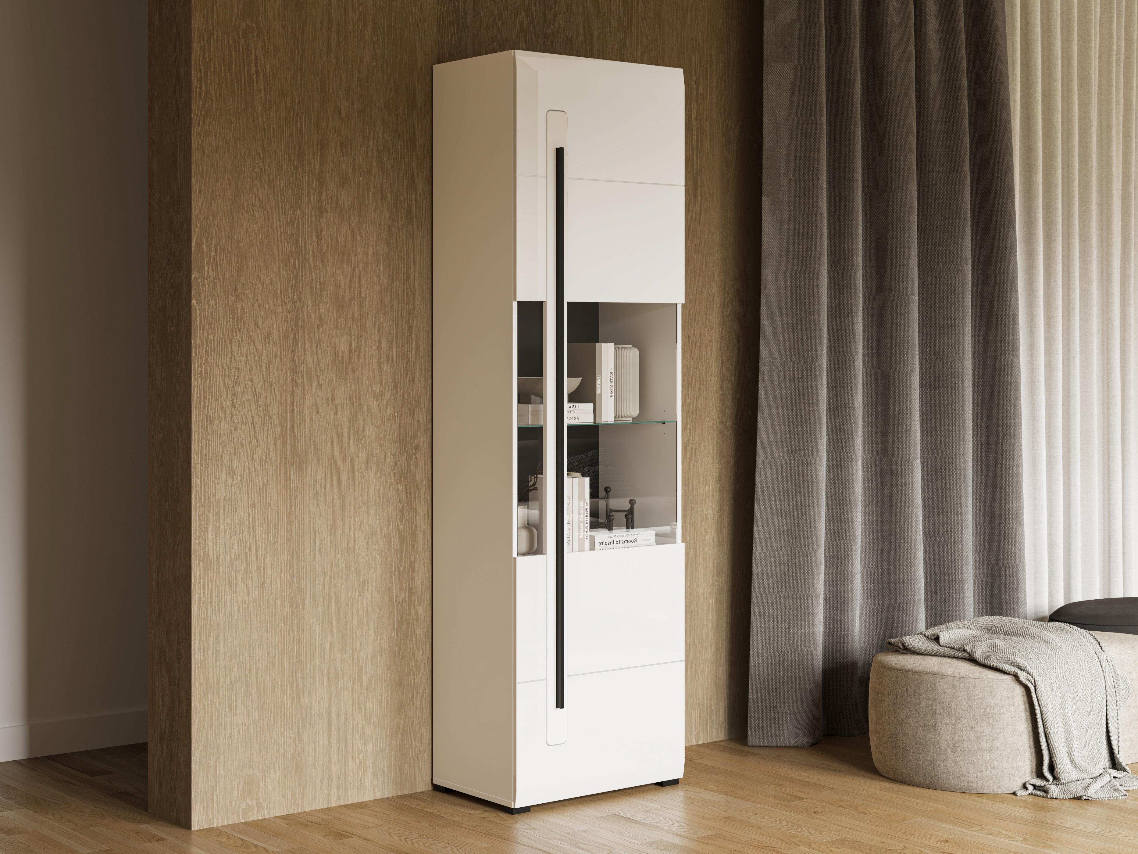 Scaffale Ophsalu 110 (Bianco + Bianco lucido)