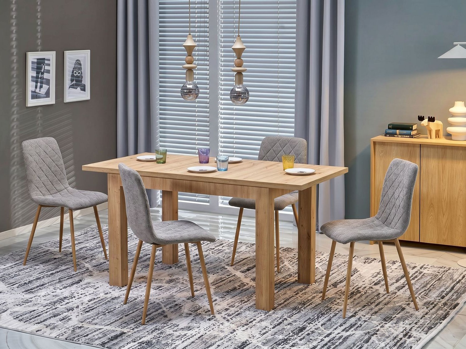 Sedia Houston 1731 (Grigio + Luminoso legno)