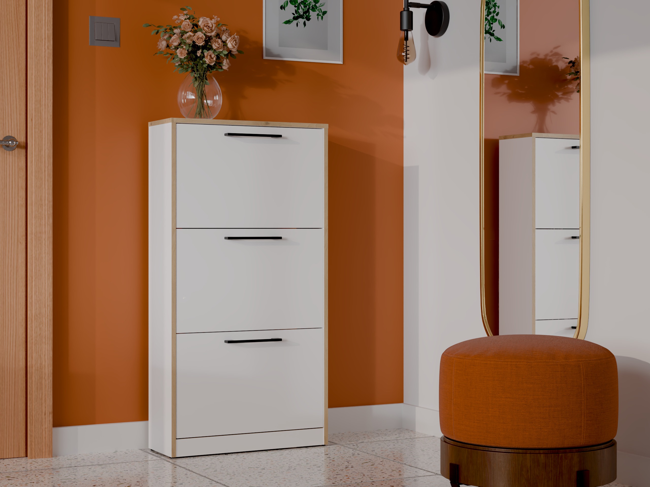 Scarpiera Mandeville 224 (Bianco + Rovere Artisan)